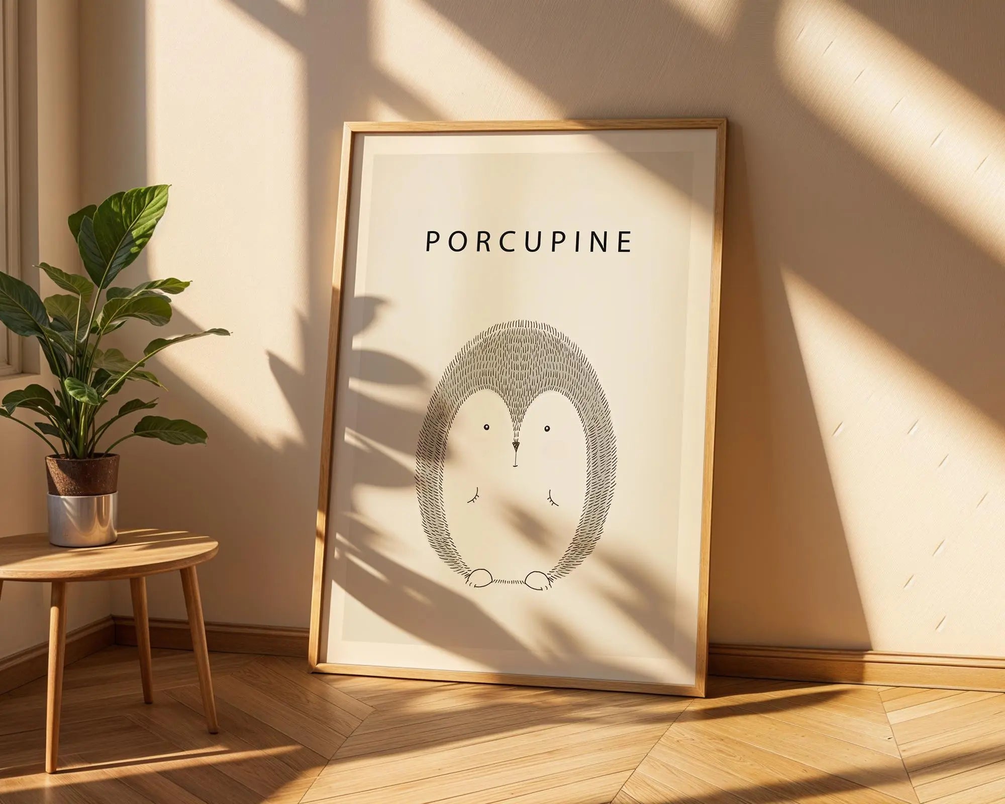Porcupine Art Print | Minimalist Nursery Decor wall art print, modern home decor, unframed artwork by Nomad & Nest