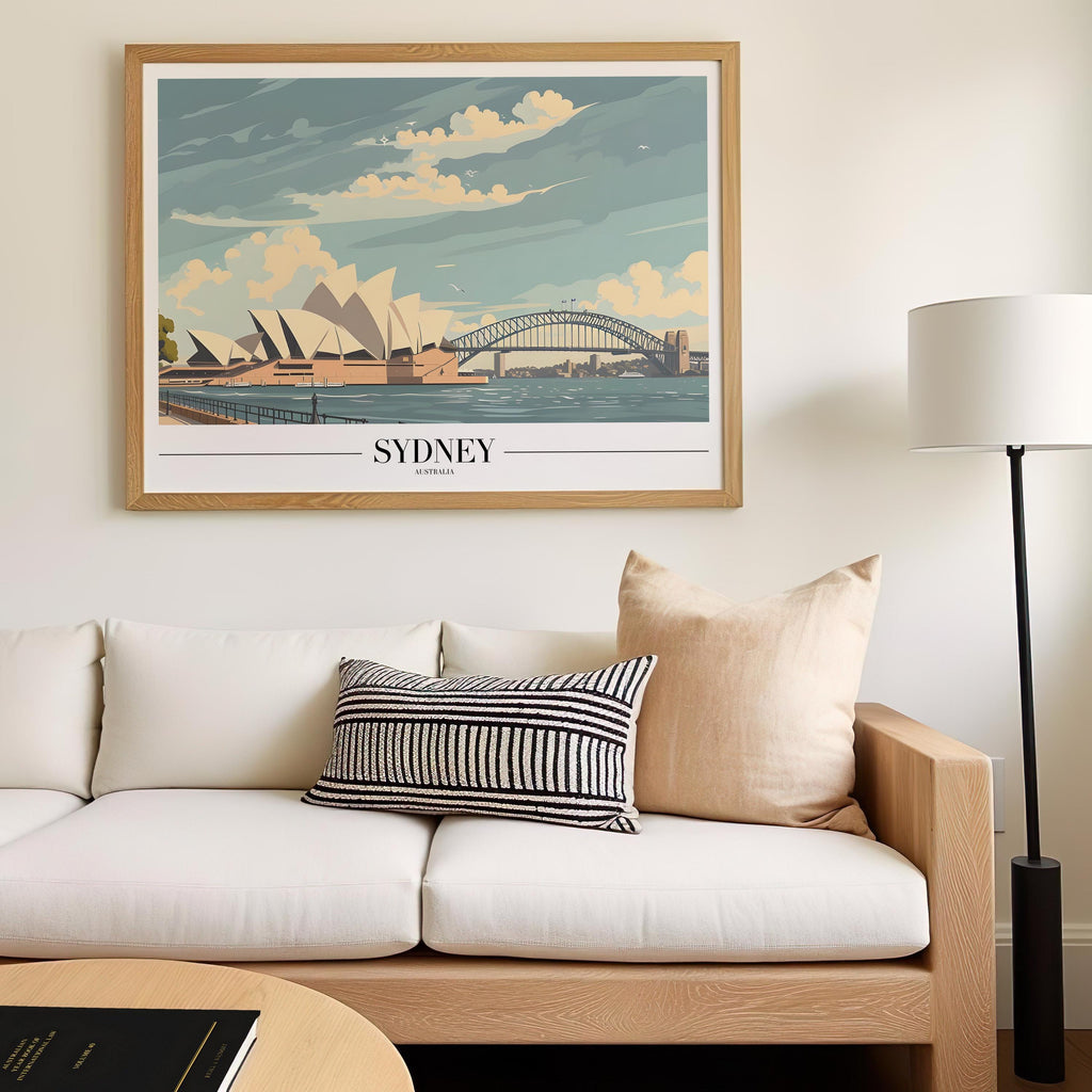 Sydney Harbour Art Print | Opera House & Bridge Travel Poster wall art print, modern home decor, unframed artwork by Nomad & Nest