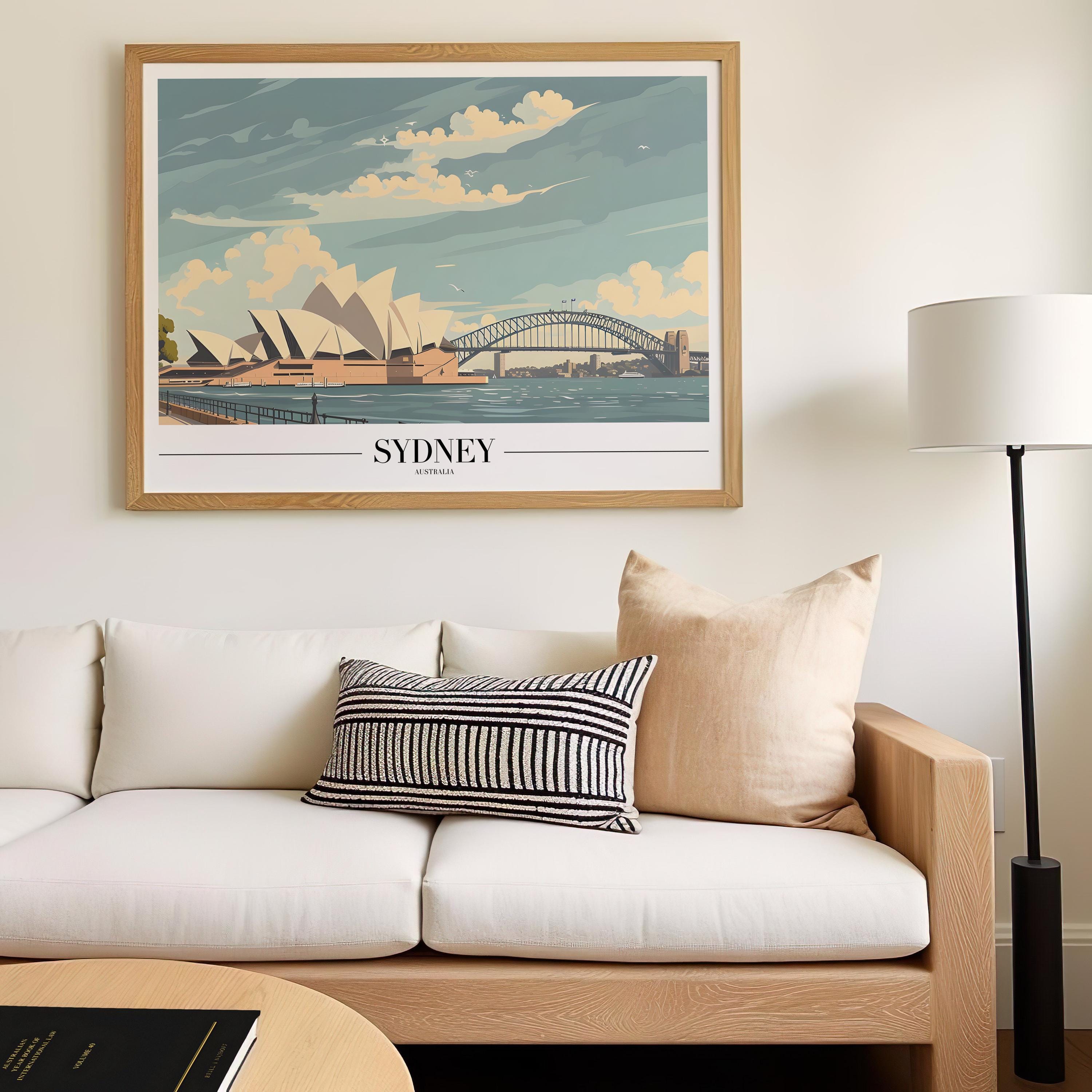 Sydney Harbour Art Print | Opera House & Bridge Travel Poster wall art print, modern home decor, unframed artwork by Nomad & Nest