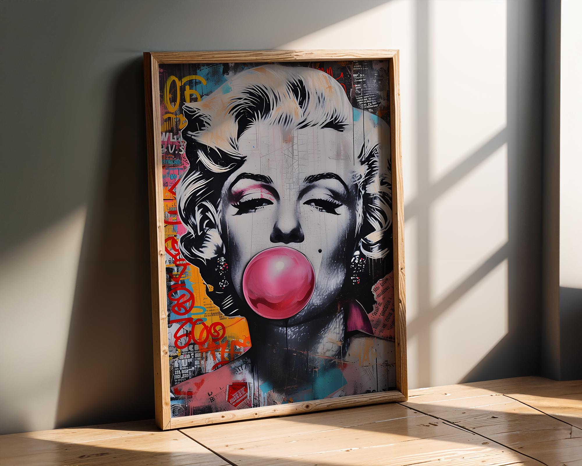 Modern Pop Art | Marilyn Monroe Bubble Gum Graffiti  Print | Vintage Hollywood  Decor wall art print, modern home decor, unframed artwork by Nomad & Nest