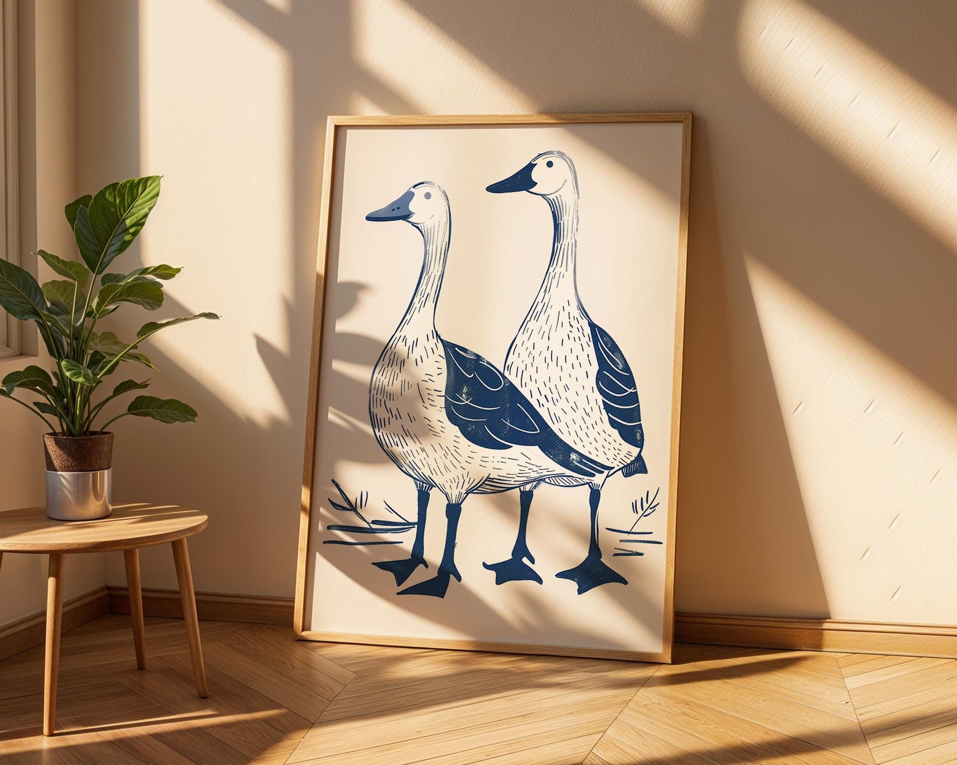 Blue Geese Farmhouse Print, Rustic Kitchen Wall Art wall art print, modern home decor, unframed artwork by Nomad & Nest