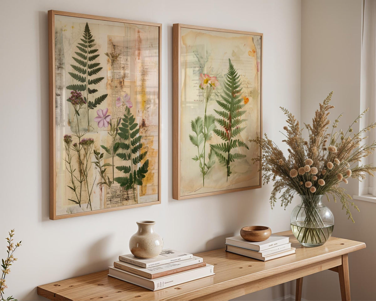 Fern and Wildflower Prints Set | Vintage Botanical Wall Art wall art print, modern home decor, unframed artwork by Nomad & Nest
