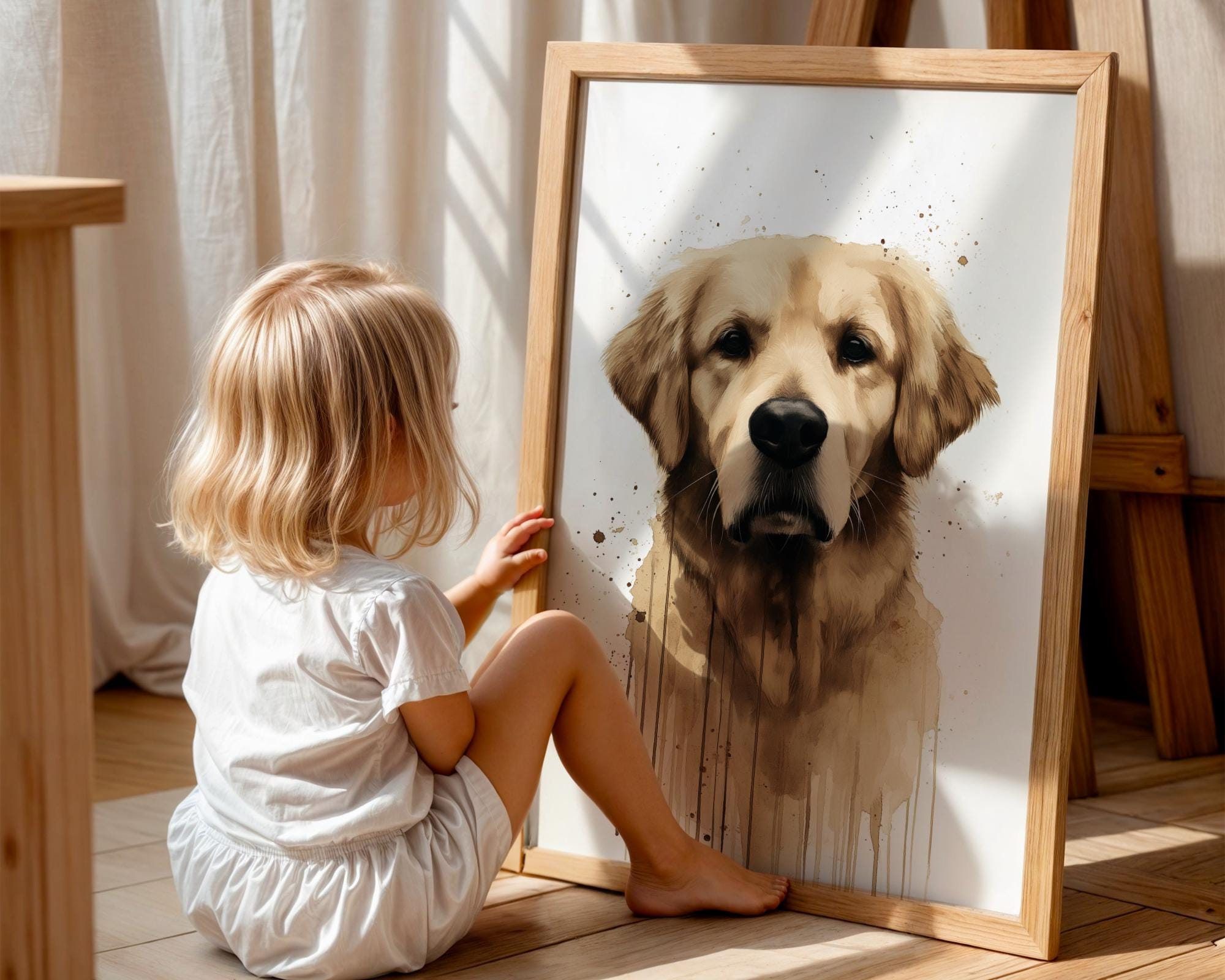 Golden Retriever Watercolour Print | Dog Portrait Wall Art wall art print, modern home decor, unframed artwork by Nomad & Nest