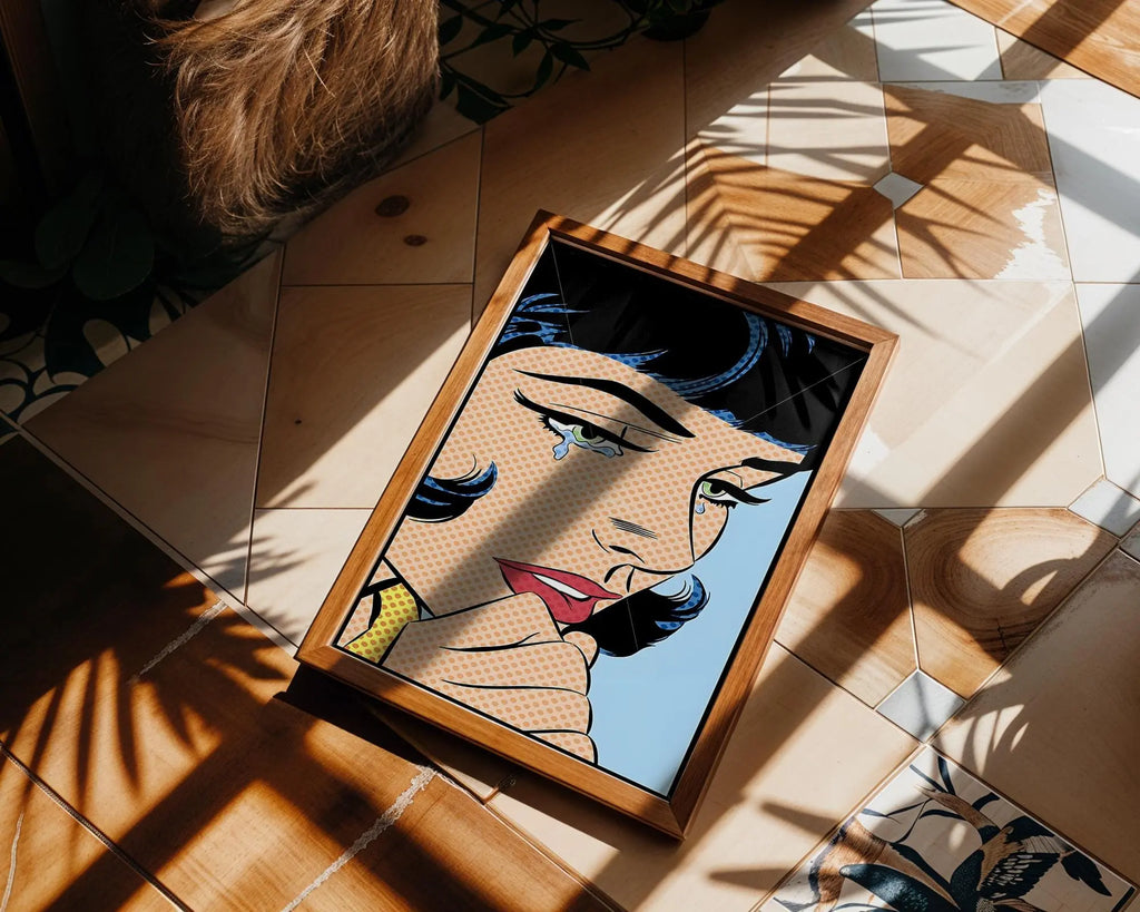 Modern Pop Art | Crying Woman  Print | Retro Comic Book Style  Decor wall art print, modern home decor, unframed artwork by Nomad & Nest