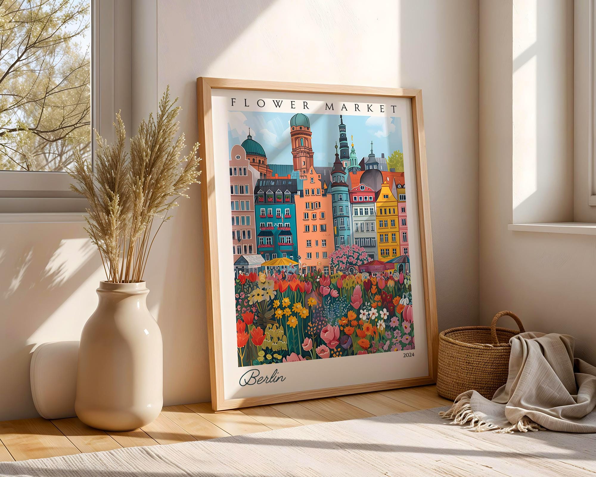 Berlin Flower Market Poster | Vintage German Travel Print wall art print, modern home decor, unframed artwork by Nomad & Nest