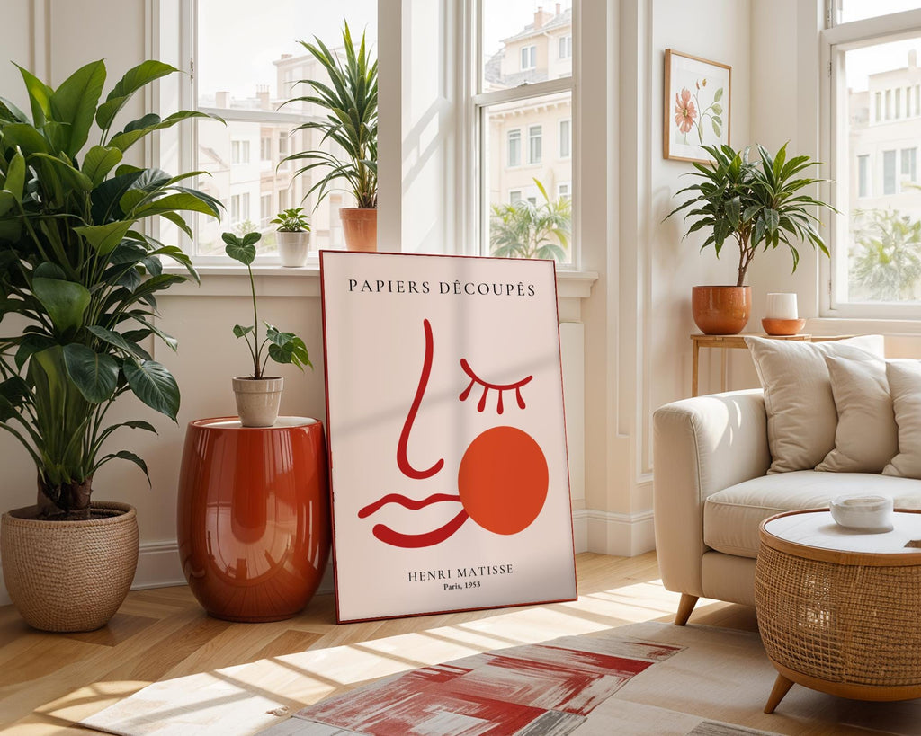 Henri Matisse Print | Inspired Face Line Art  | Orange Sun, Minimalist Modernist Poster wall art print, modern home decor, unframed artwork by Nomad & Nest