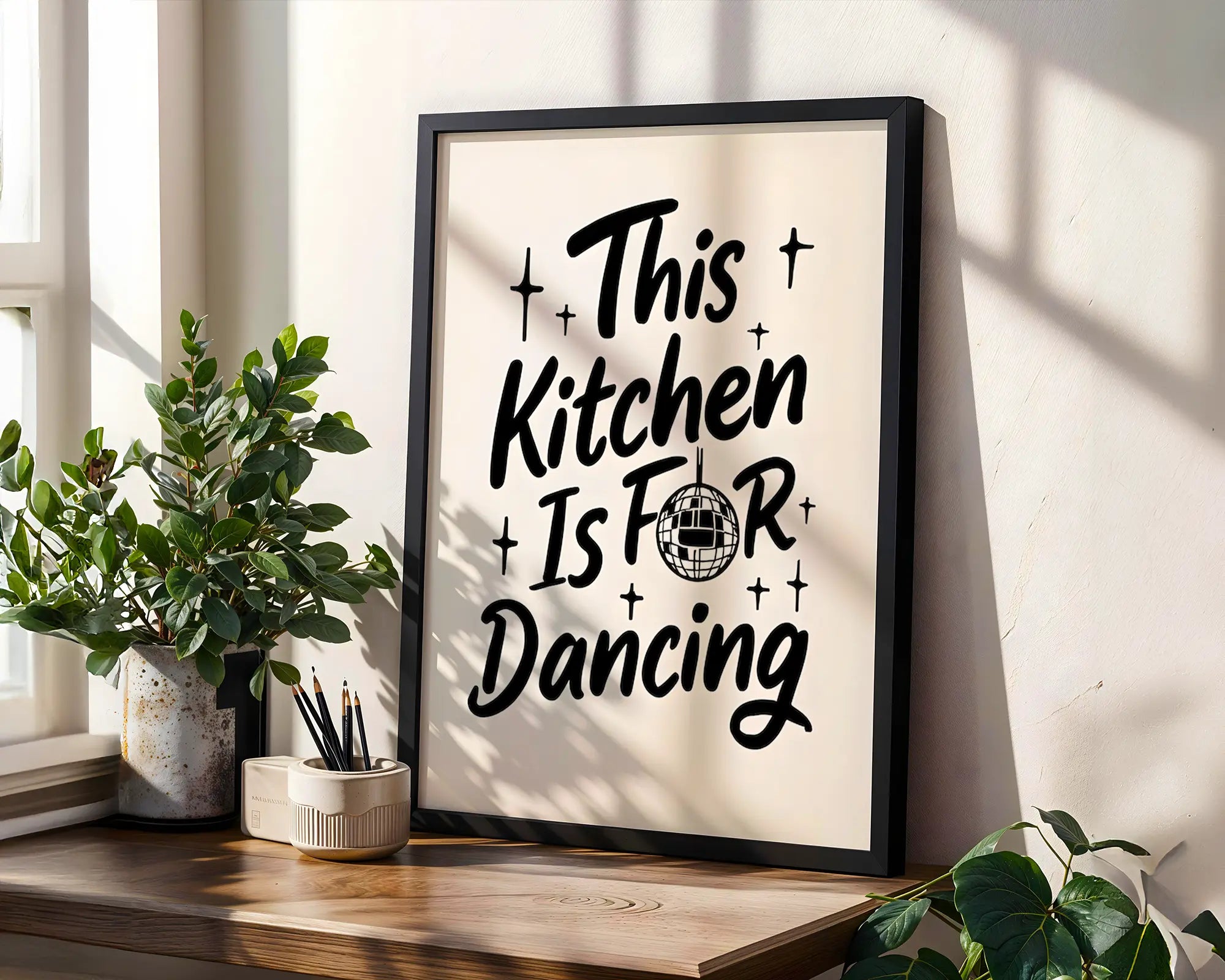 Positive Emotion | This Kitchen Is For Dancing Wall Art | Fun Cooking Quote Typography | Playful Home Decor Print wall art print, modern home decor, unframed artwork by Nomad & Nest