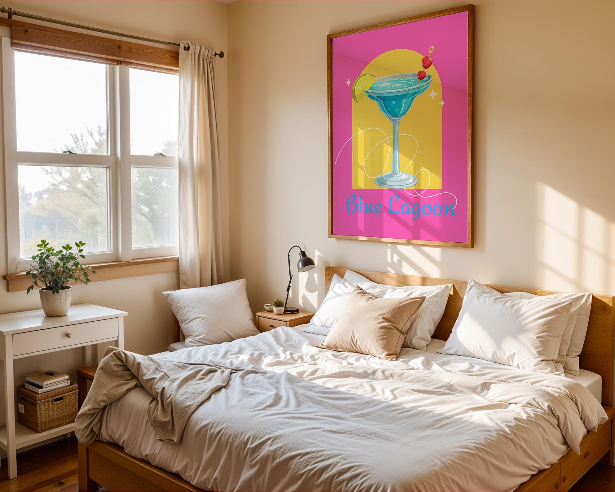 Retro Blue Lagoon Cocktail Print | Vibrant Bar Art wall art print, modern home decor, unframed artwork by Nomad & Nest