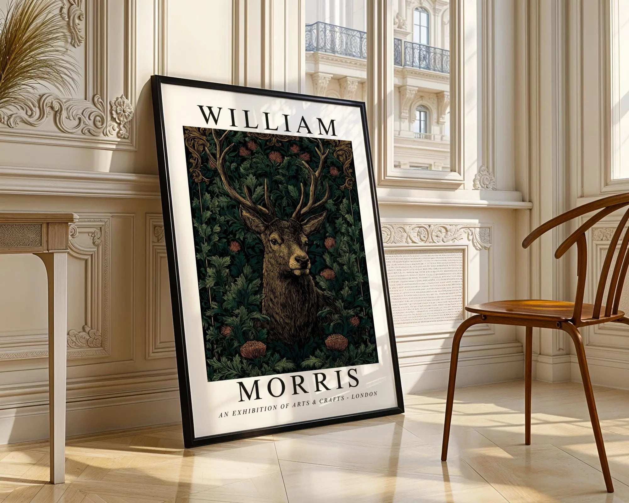 William Morris Print Stag  | Vintage Botanical Deer Art Poster wall art print, modern home decor, unframed artwork by Nomad & Nest