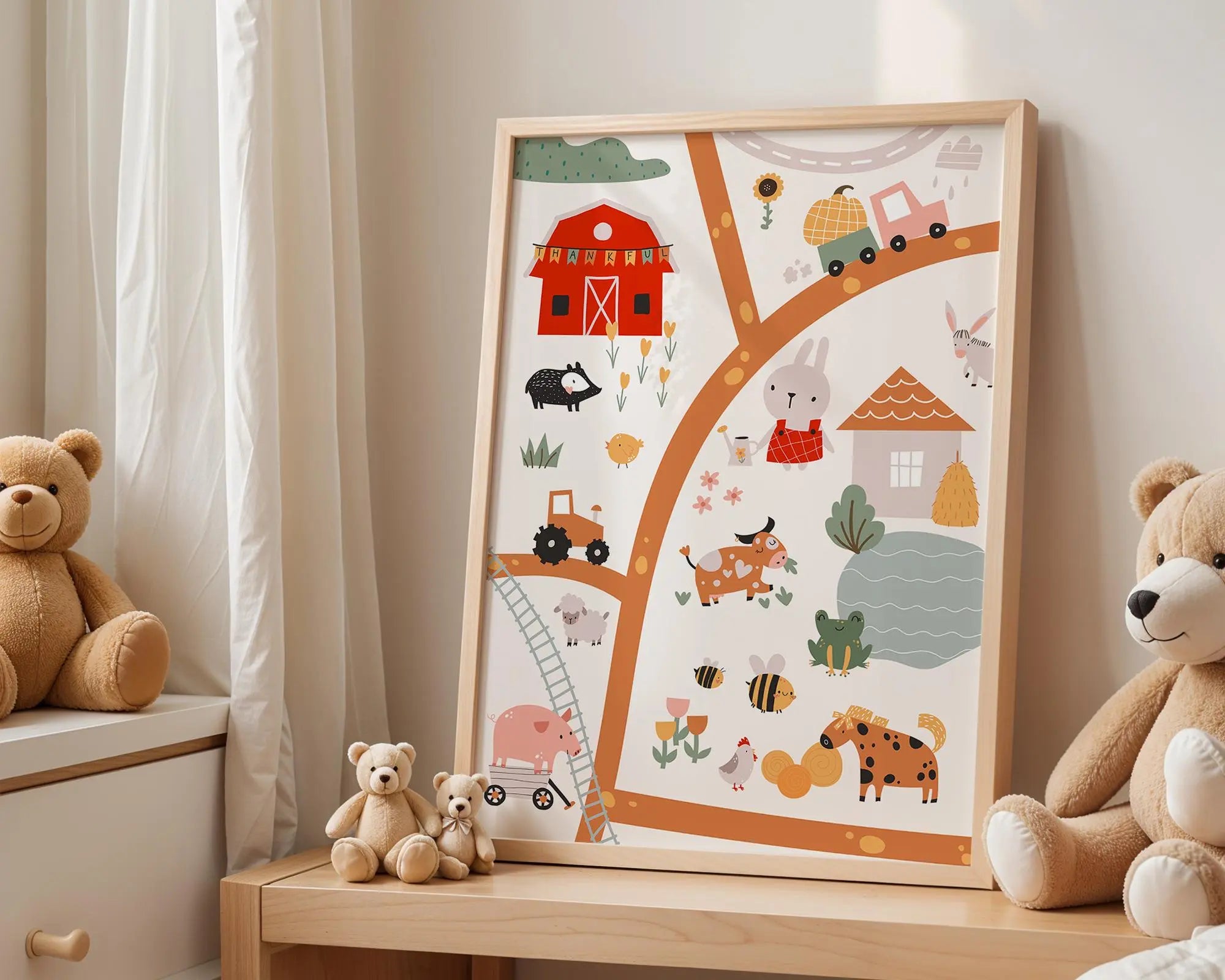 Playroom Ideas | Farm Animal Nursery Art Print | Playroom Countryside Decor wall art print, modern home decor, unframed artwork by Nomad & Nest