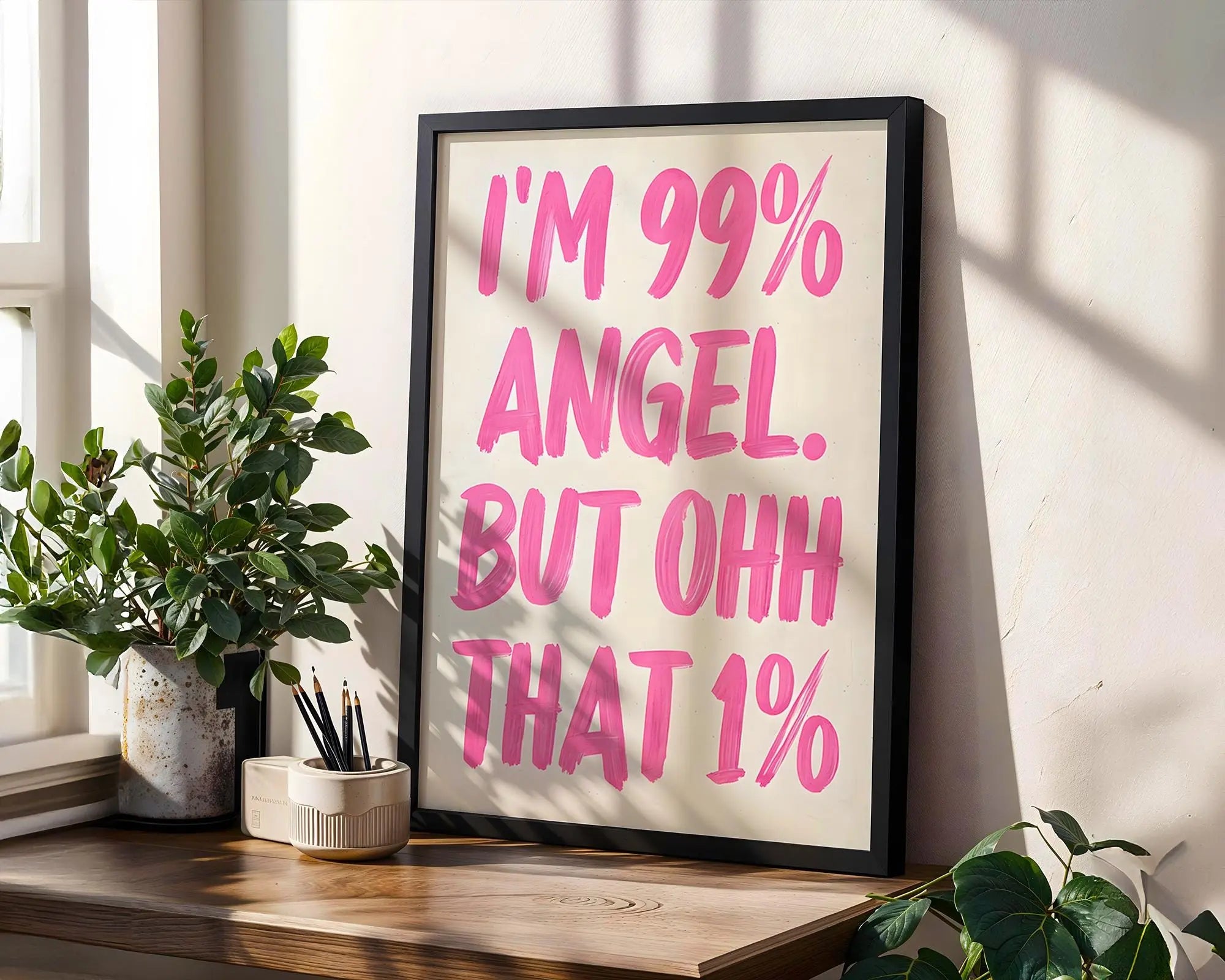 Funny Quote Print | 99% Angel Typography Wall Art wall art print, modern home decor, unframed artwork by Nomad & Nest