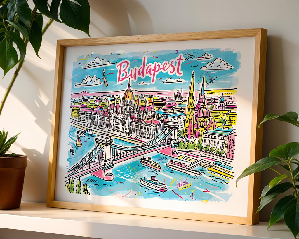 Budapest Art Print | Hungary Parliament Building, Danube River wall art print, modern home decor, unframed artwork by Nomad & Nest