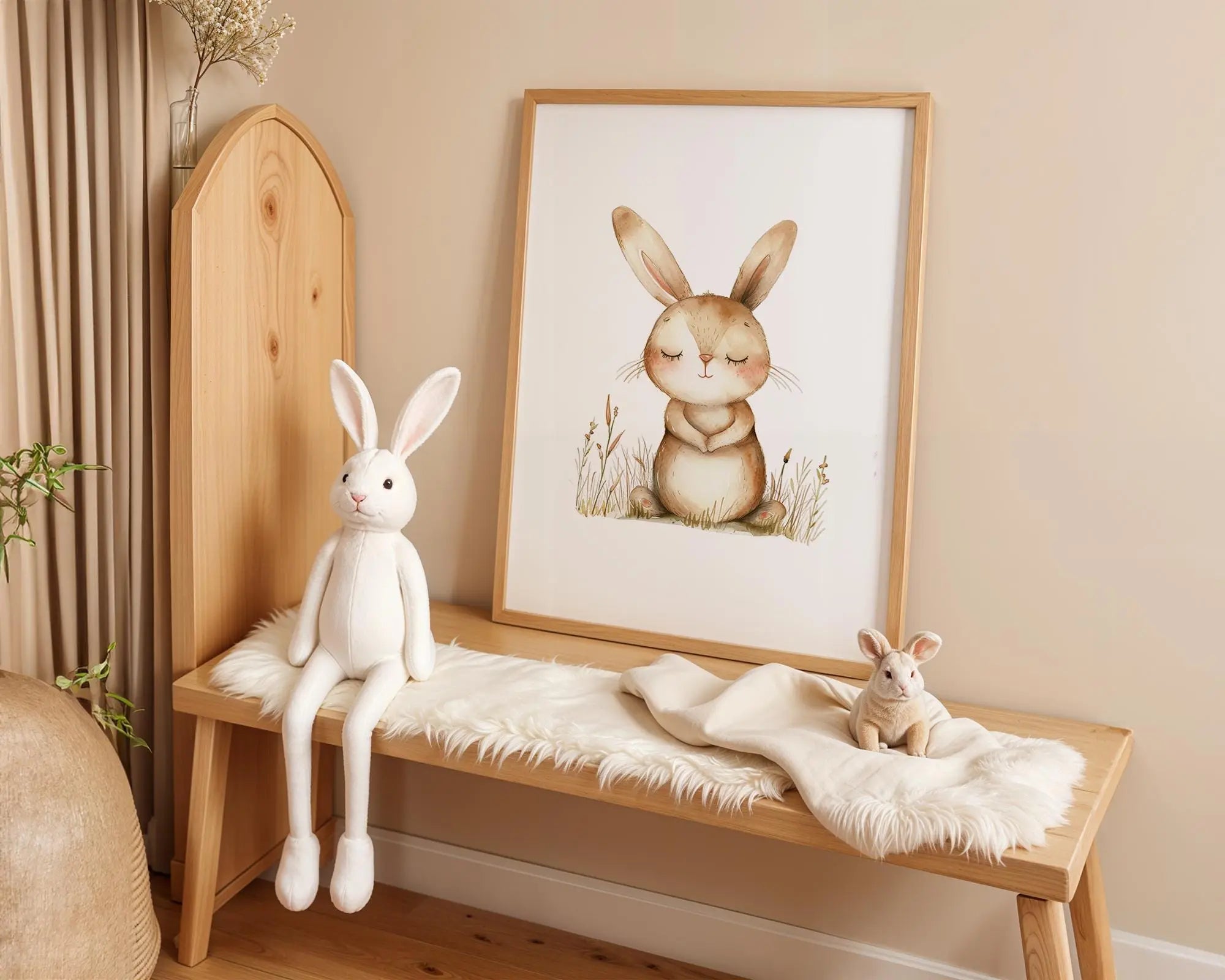 Playroom Ideas | Sleeping Bunny Nursery Wall Art | Rabbit Animal Baby Print wall art print, modern home decor, unframed artwork by Nomad & Nest