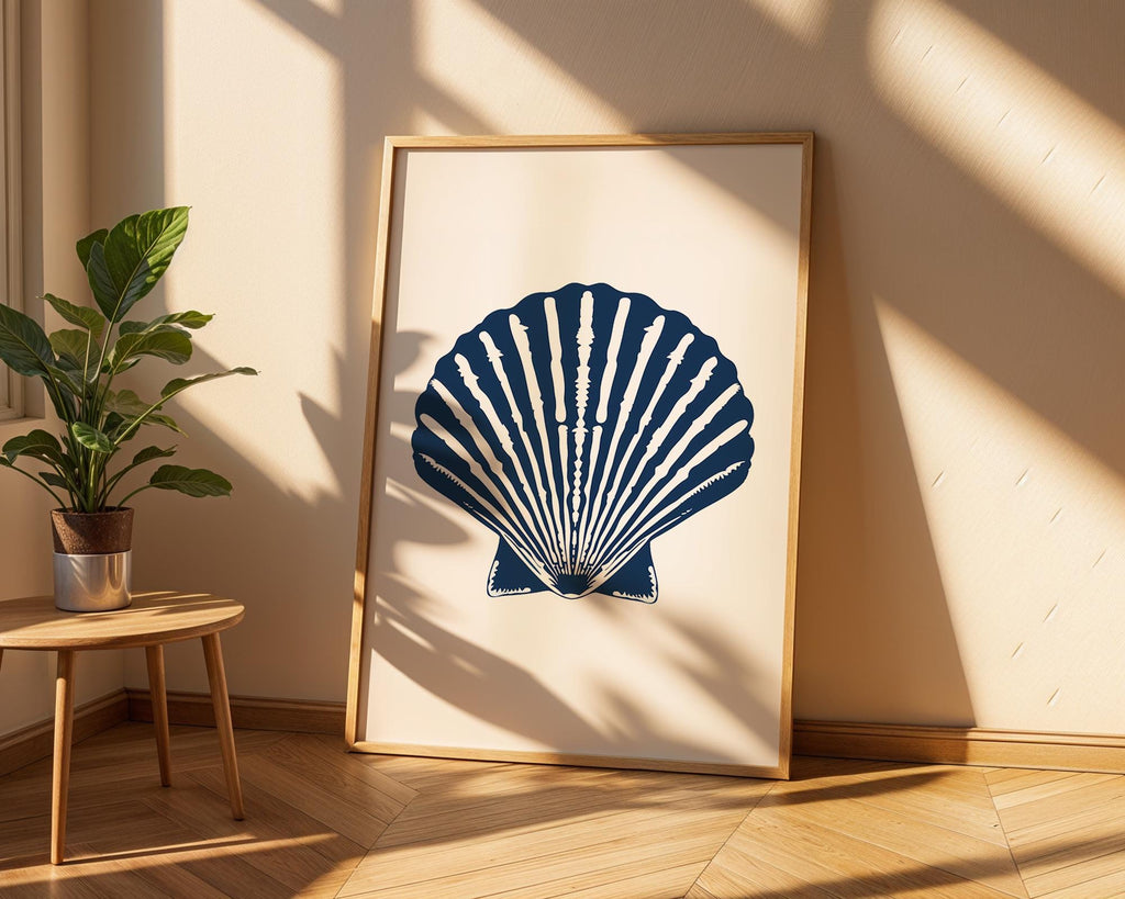 Seashell Wall Art Print | Navy Coastal Decor wall art print, modern home decor, unframed artwork by Nomad & Nest