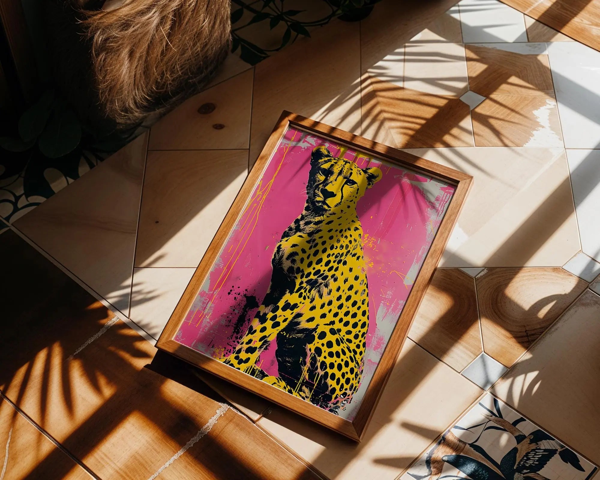 Modern Pop Art | Cheetah Print | Yellow & Black Graffiti Animal Poster wall art print, modern home decor, unframed artwork by Nomad & Nest