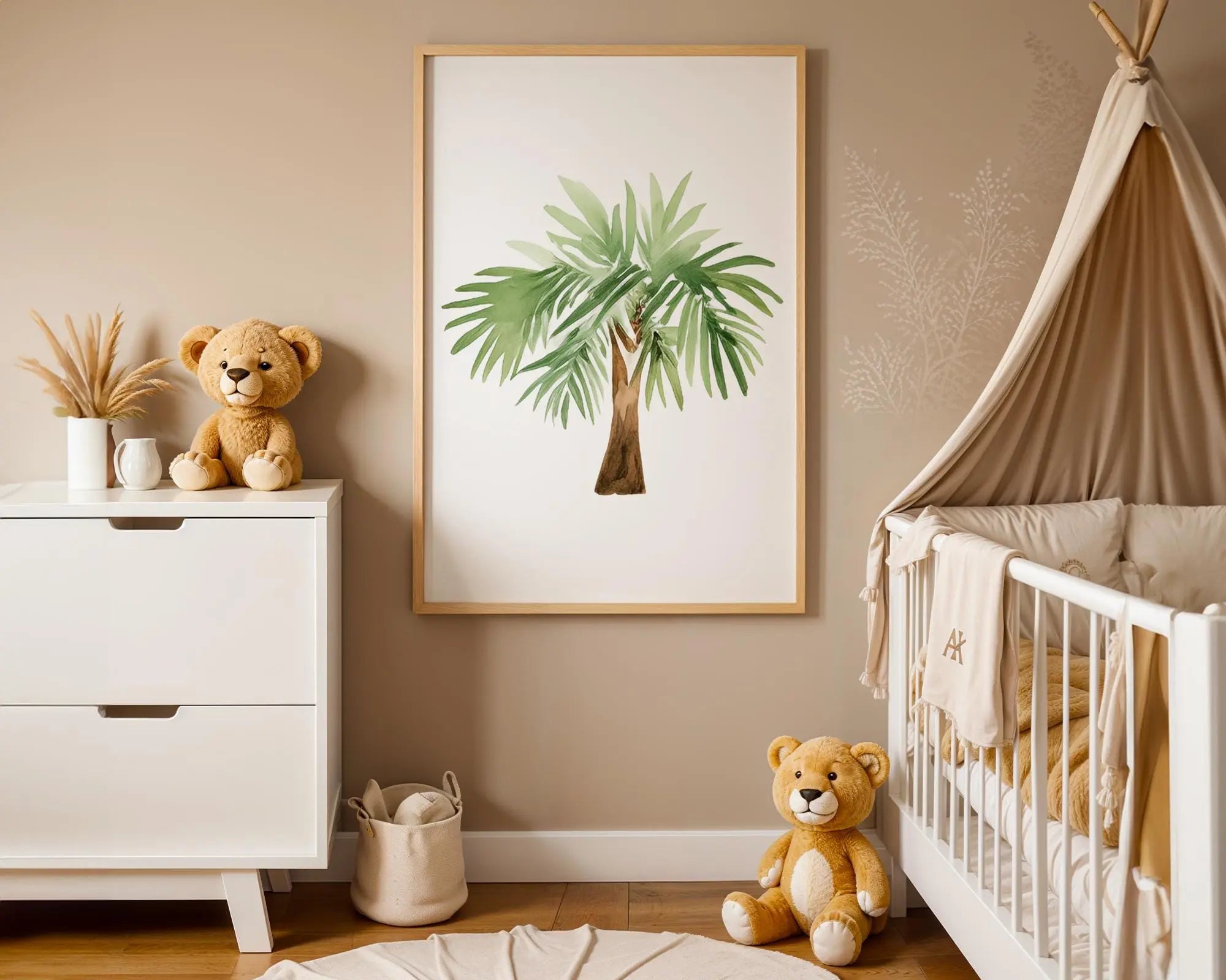 Playroom Ideas | Watercolour Palm Tree Nursery Wall Art Jungle Decor Print wall art print, modern home decor, unframed artwork by Nomad & Nest