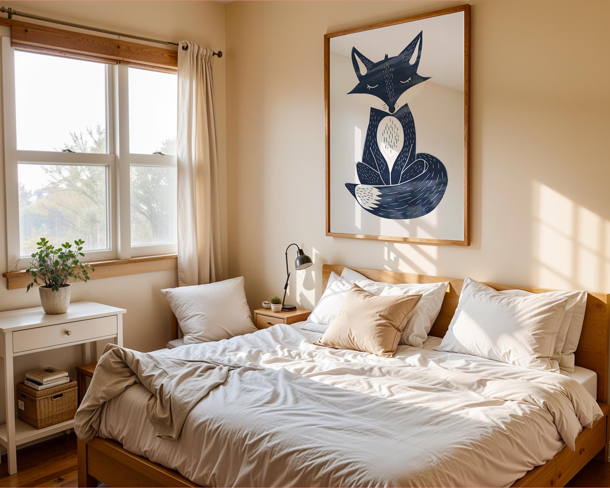 Minimalist Fox Print, Scandinavian Woodland Nursery Decor wall art print, modern home decor, unframed artwork by Nomad & Nest