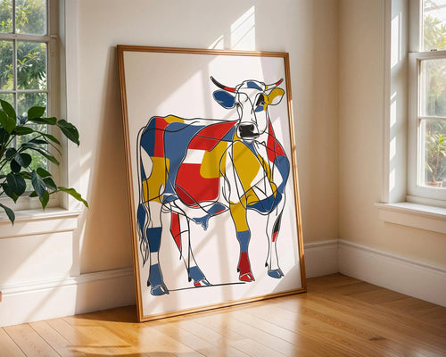 Abstract Cow Print | Geometric Mondrian Style Art wall art print, modern home decor, unframed artwork by Nomad & Nest