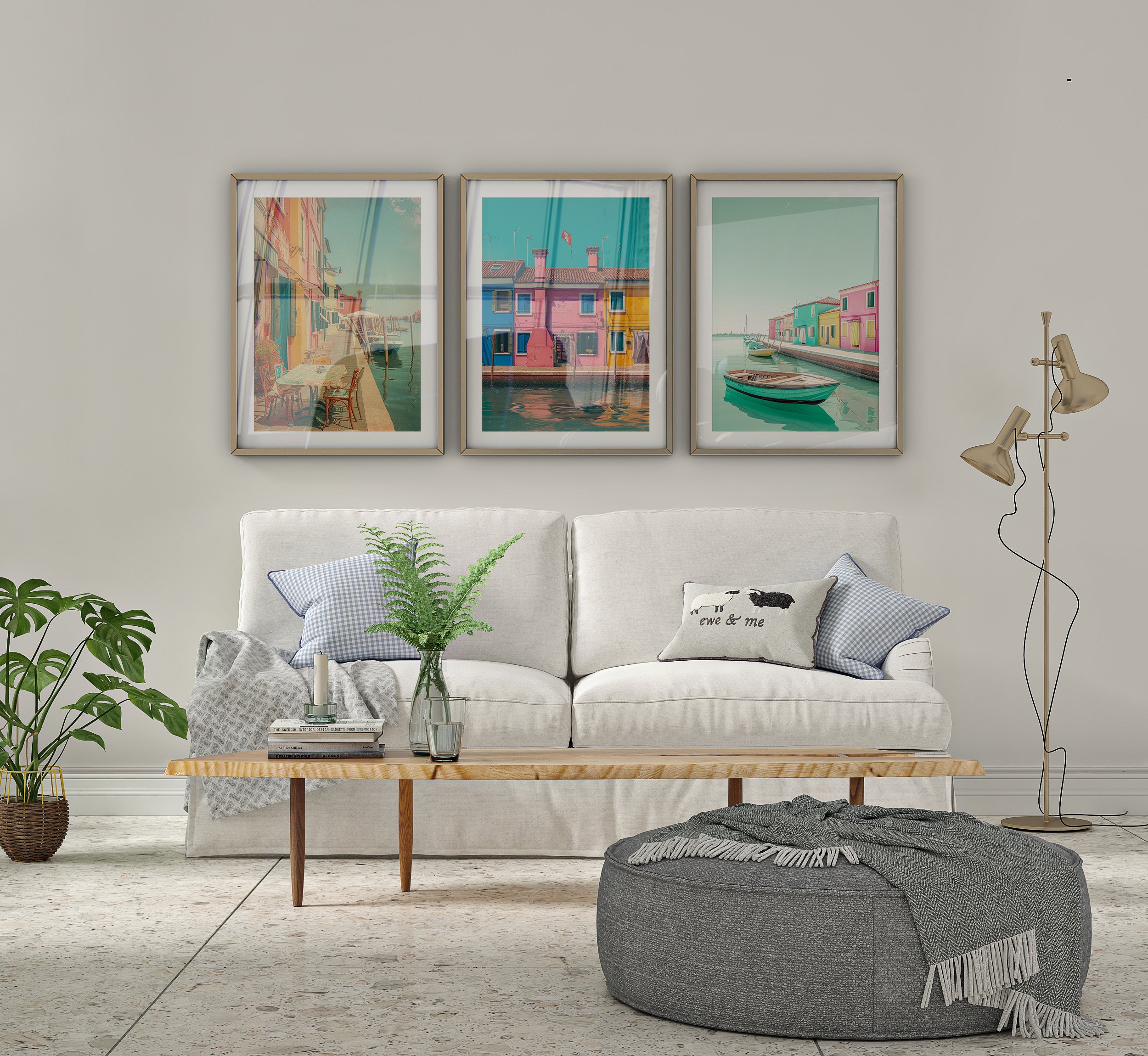 Colourful Prints | Venice Canal Print Set | Italian Coastal Art Trio (Set of 3) wall art print, modern home decor, unframed artwork by Nomad & Nest