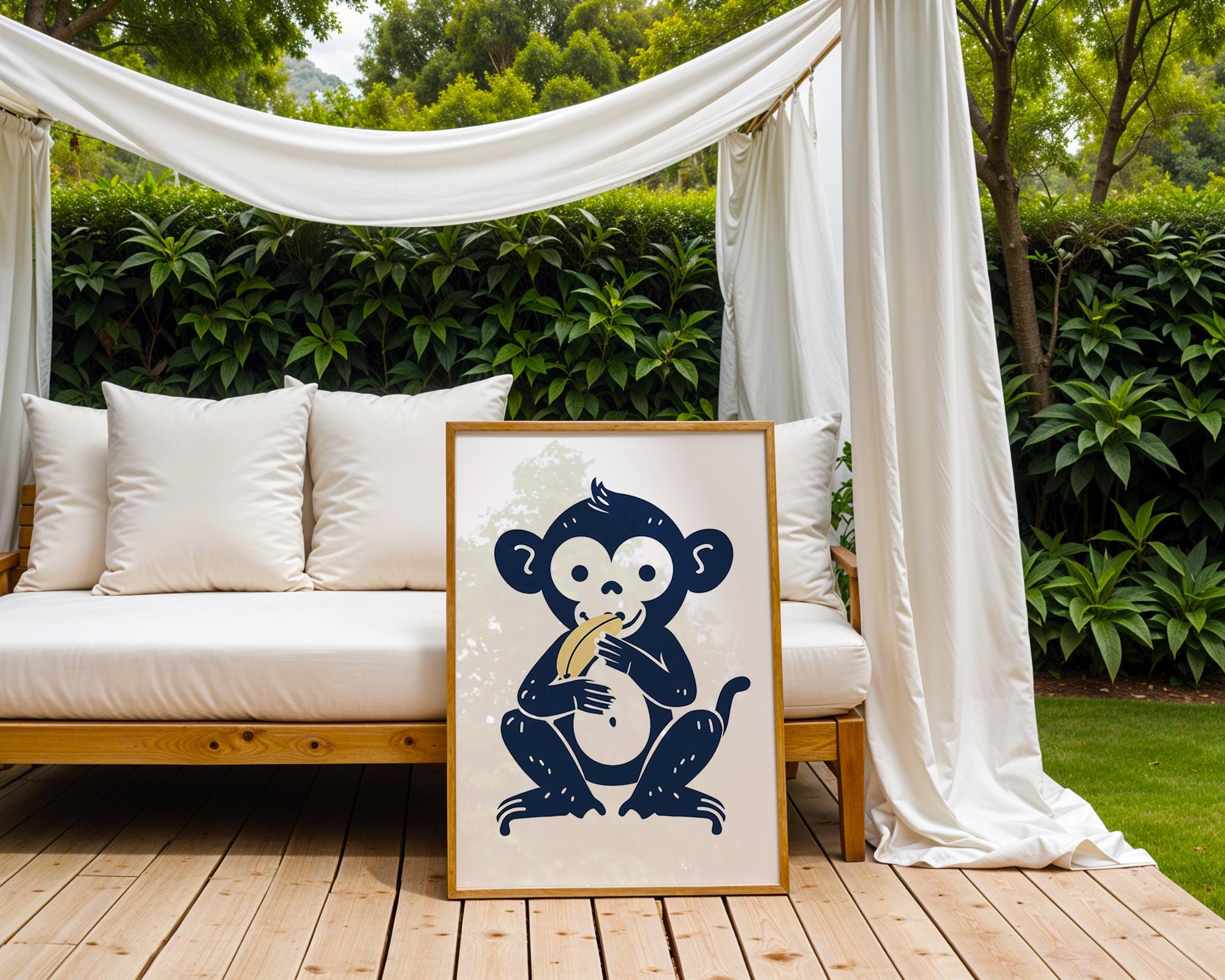 Monkey Wall Art Print | Playful Animal Nursery Decor wall art print, modern home decor, unframed artwork by Nomad & Nest
