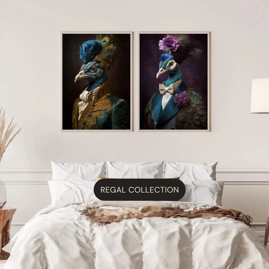 Dapper Peacock Portrait Print | Teal Animal Wall Art wall art print, modern home decor, unframed artwork by Nomad & Nest