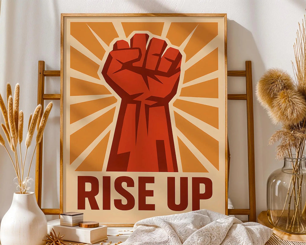 Rise Up Fist Print | Retro Empowerment Poster wall art print, modern home decor, unframed artwork by Nomad & Nest