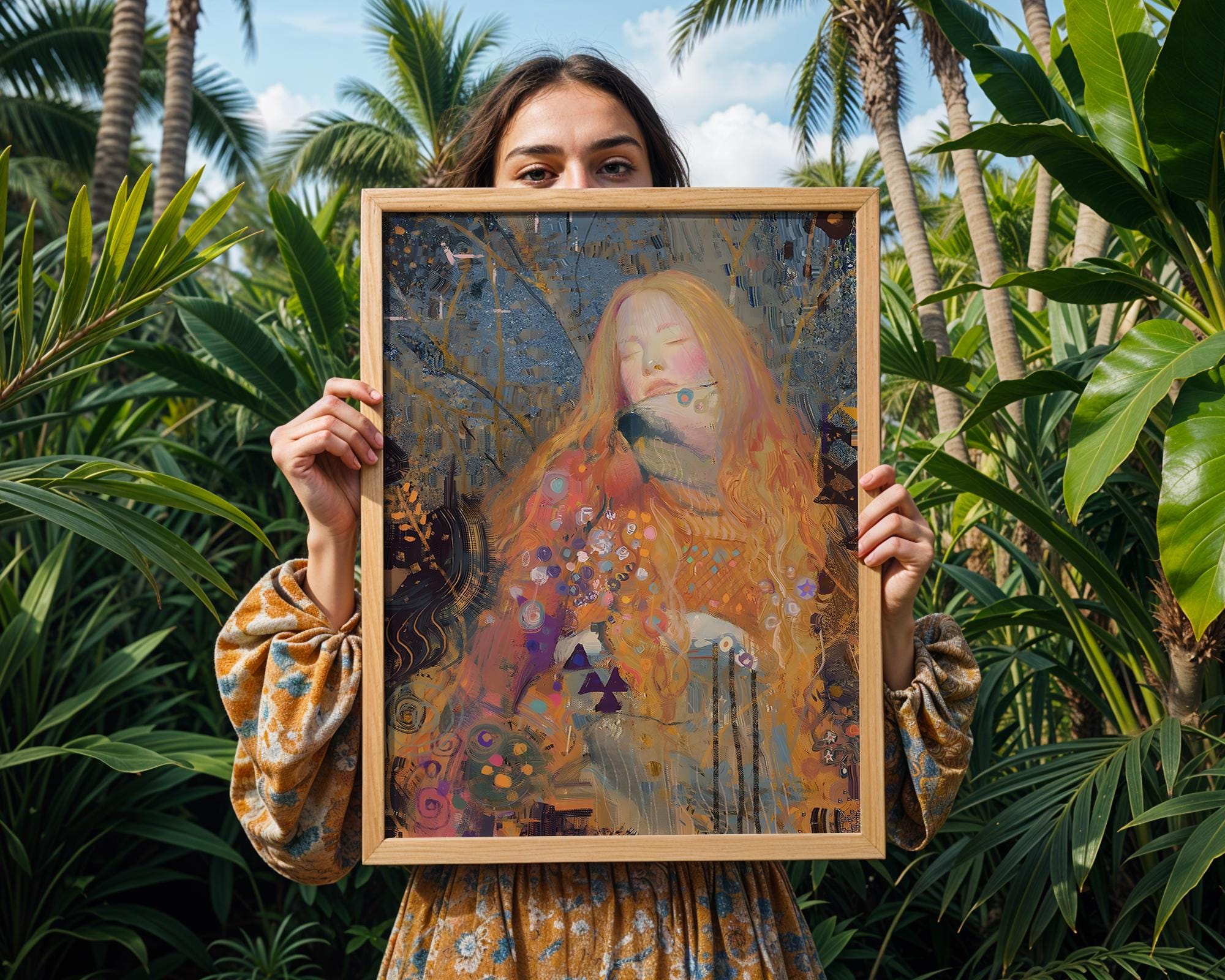 Redhead Woman Art Print | Dreamy Abstract Portrait, Autumn Colors wall art print, modern home decor, unframed artwork by Nomad & Nest