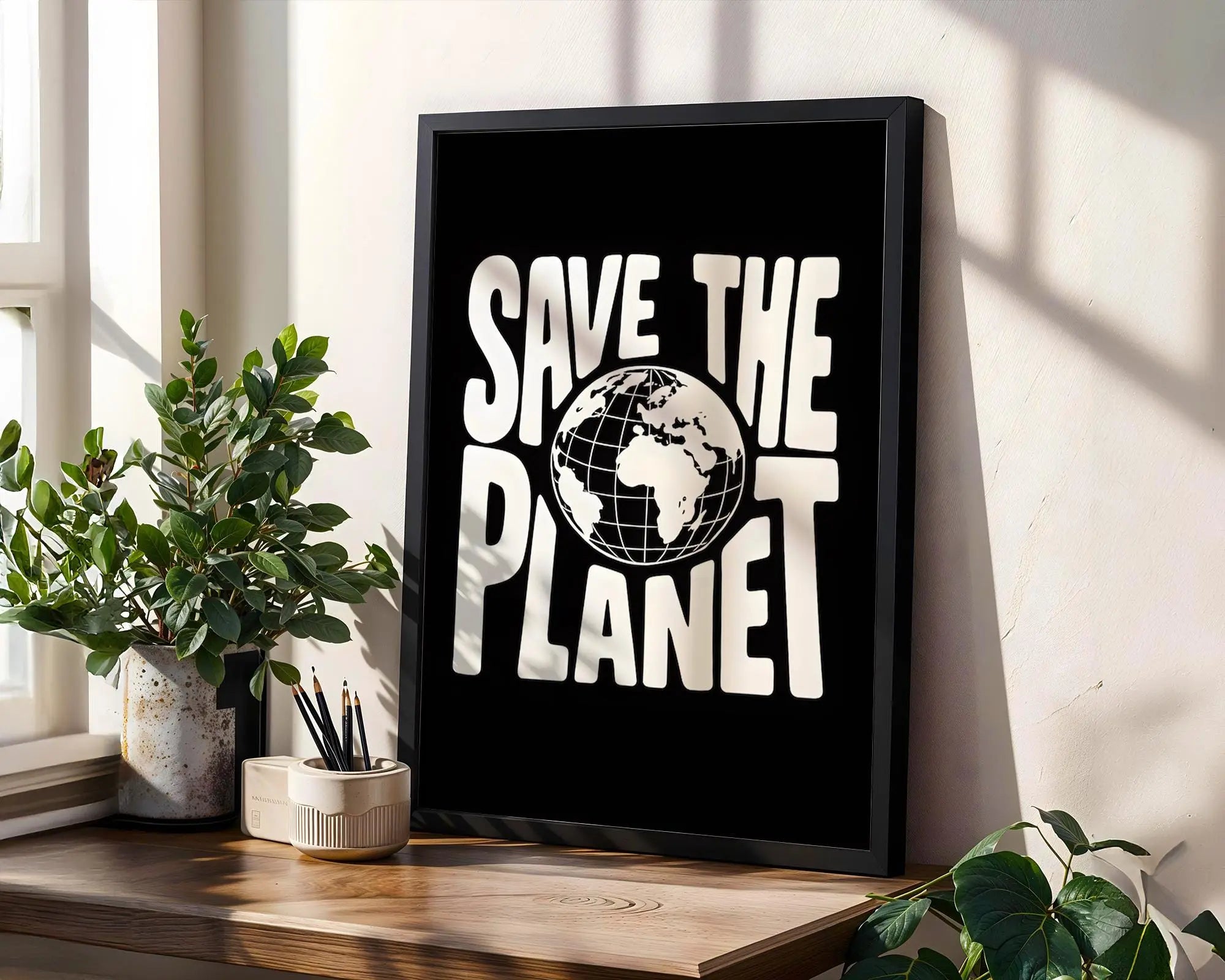 Save The Planet Poster | Environmental Typography Art wall art print, modern home decor, unframed artwork by Nomad & Nest