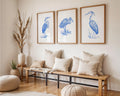 Colourful Prints | Blue Heron Line Art Print Set • Coastal Nautical Wall Decor wall art print, modern home decor, unframed artwork by Nomad & Nest