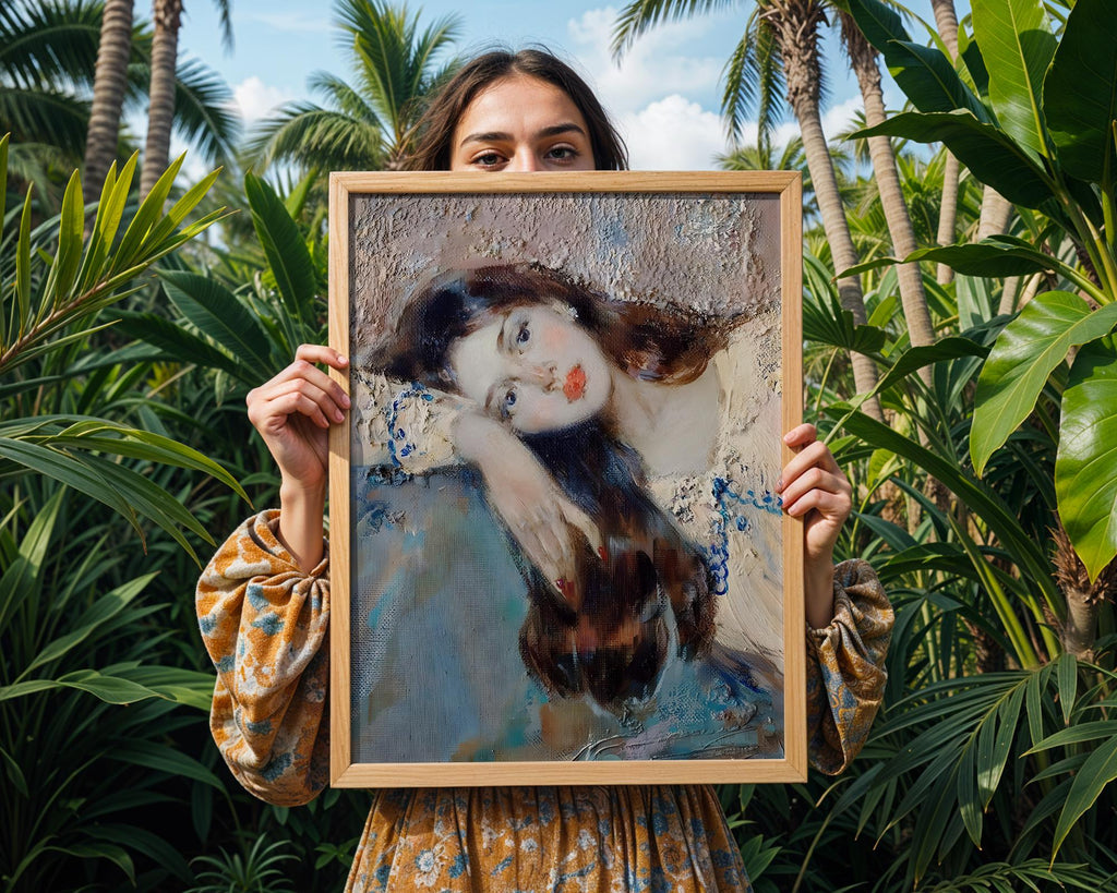 Dreamy Woman Portrait Art Print | Impressionist Textured Poster wall art print, modern home decor, unframed artwork by Nomad & Nest