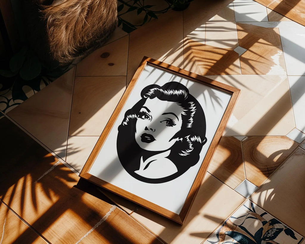 Modern Pop Art | Hollywood Glamour Print | Retro Pin-Up Girl, Mid-Century Portrait wall art print, modern home decor, unframed artwork by Nomad & Nest