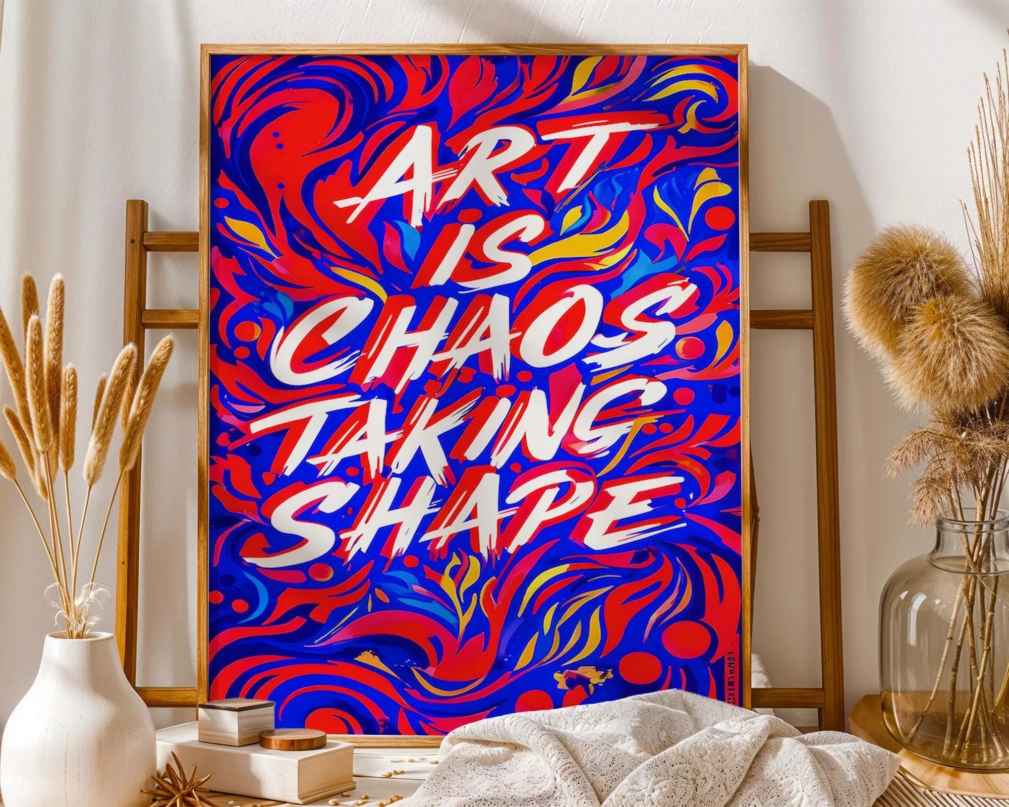 Positive Emotion | Art Is Chaos Taking Shape Poster | Vibrant Abstract Typography | Creative Statement Print wall art print, modern home decor, unframed artwork by Nomad & Nest