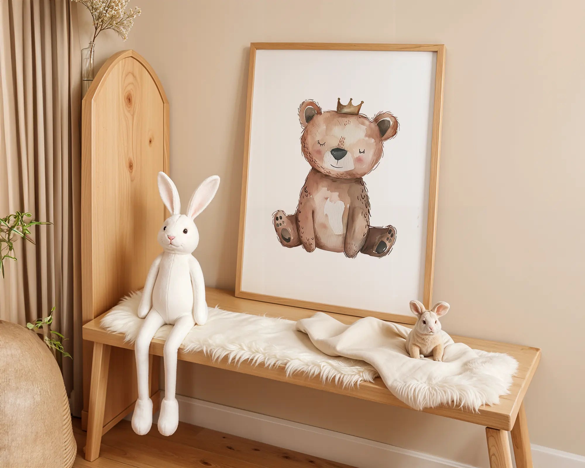 Playroom Ideas | Crowned Bear Nursery Wall Art | Woodland Animal Baby Print wall art print, modern home decor, unframed artwork by Nomad & Nest