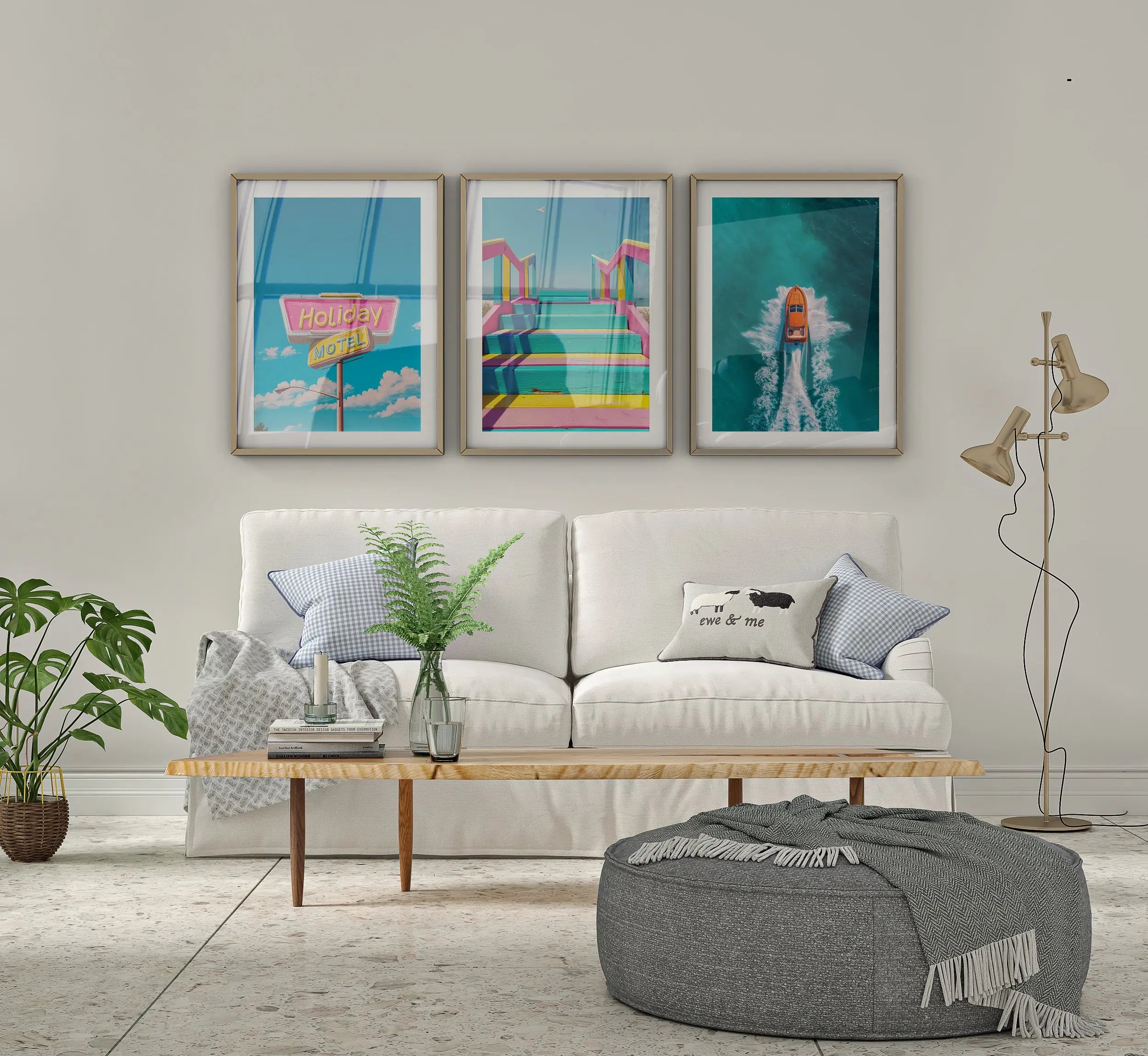 Colourful Prints | Retro Motel Wall Art Set | Vintage Summer Beach Prints Trio (Set of 3) wall art print, modern home decor, unframed artwork by Nomad & Nest