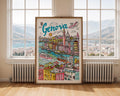 Genova Italy Travel Poster | Colorful Italian Riviera Wall Art wall art print, modern home decor, unframed artwork by Nomad & Nest