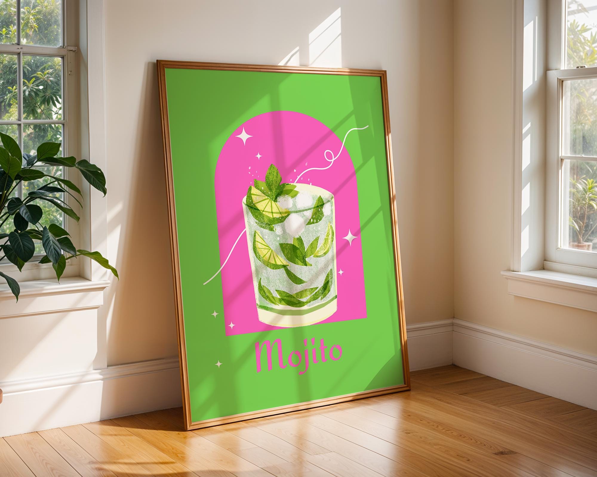 Mojito Cocktail Art Print | Tropical Bar, Summer Drink Poster wall art print, modern home decor, unframed artwork by Nomad & Nest