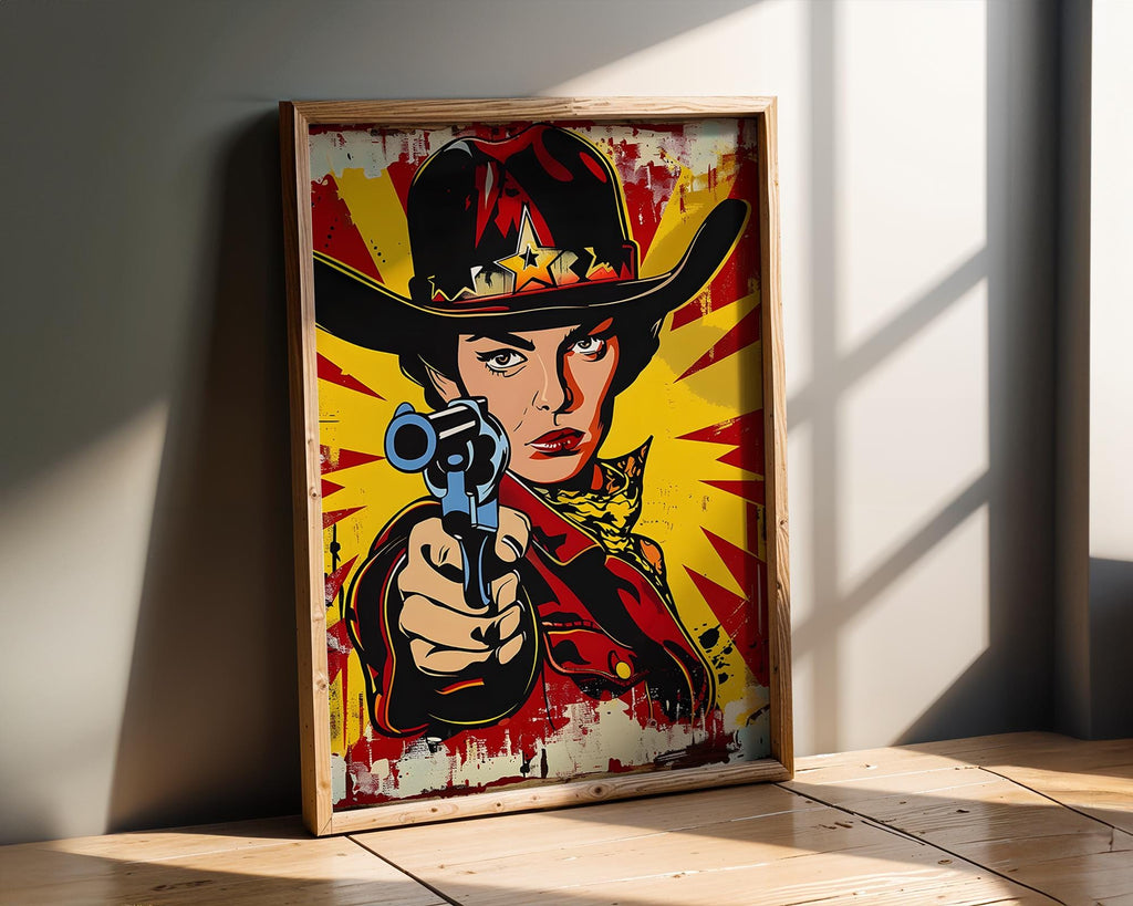 Modern Pop Art | Cowgirl Print | Retro Western , Bold Comic Style wall art print, modern home decor, unframed artwork by Nomad & Nest
