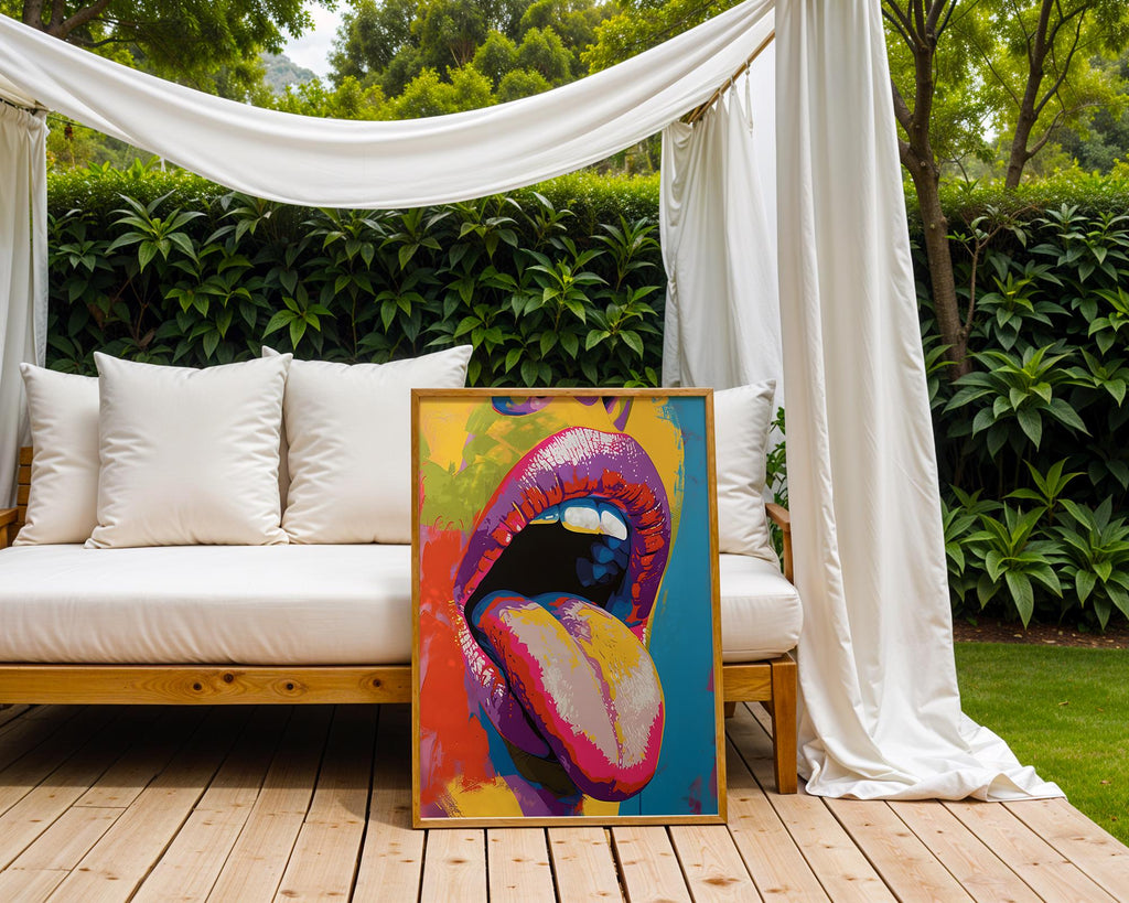 Colourful Prints | Pop Art Lips Print |  Tongue, Modern Home Decor wall art print, modern home decor, unframed artwork by Nomad & Nest
