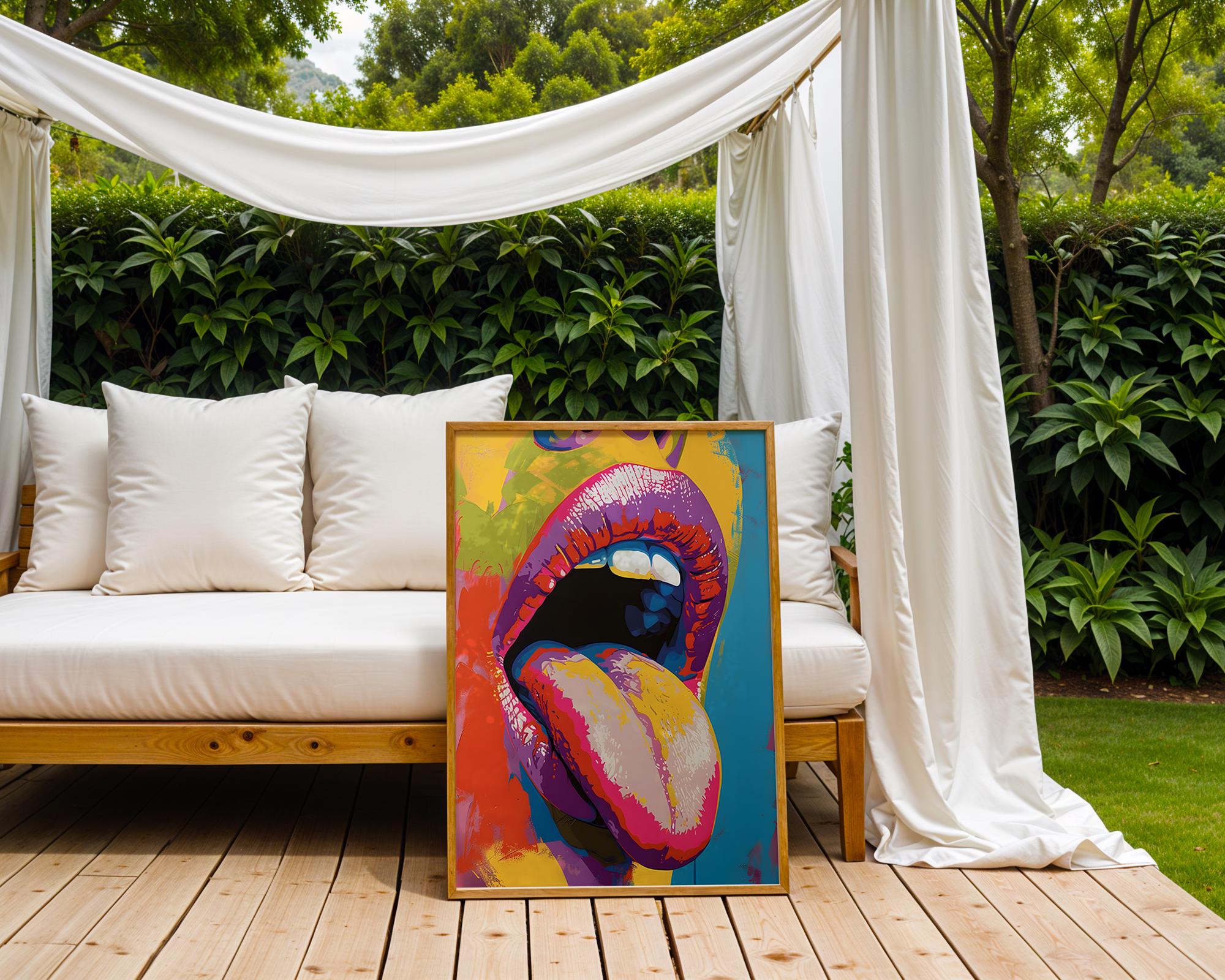 Colourful Prints | Pop Art Lips Print |  Tongue, Modern Home Decor wall art print, modern home decor, unframed artwork by Nomad & Nest