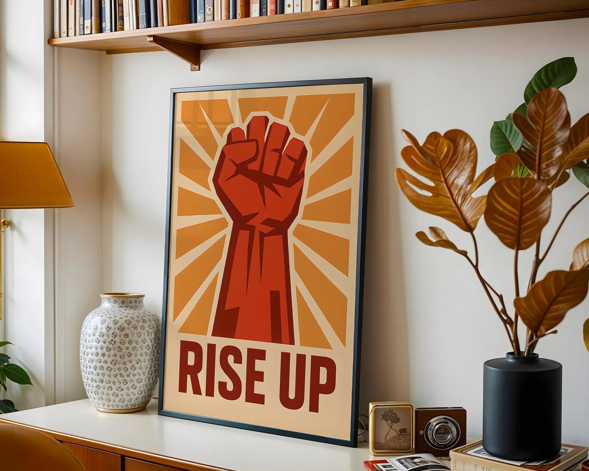Rise Up Fist Print | Retro Empowerment Poster wall art print, modern home decor, unframed artwork by Nomad & Nest