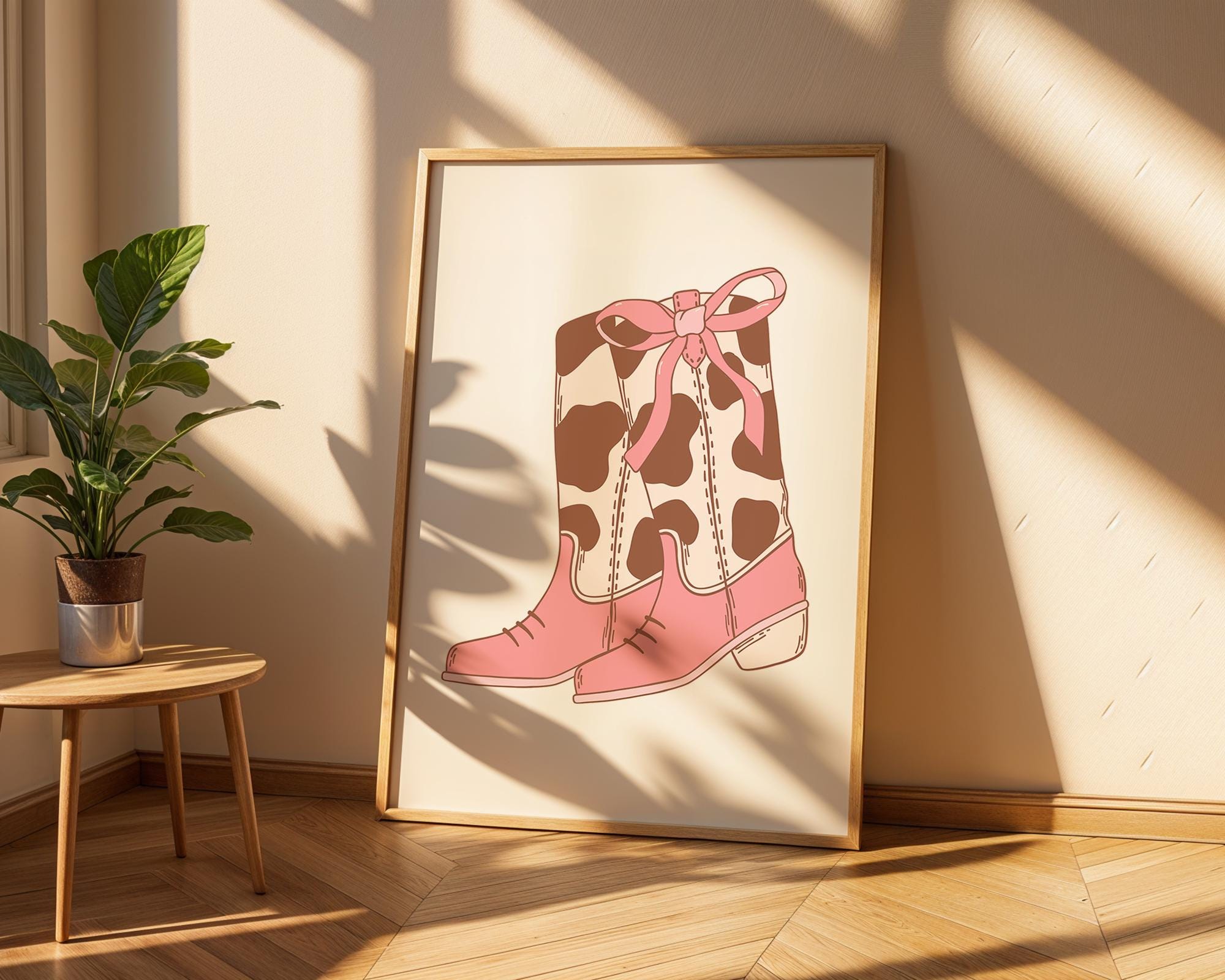 Pink Cowgirl Boots Print | Girly Western Wall Art wall art print, modern home decor, unframed artwork by Nomad & Nest