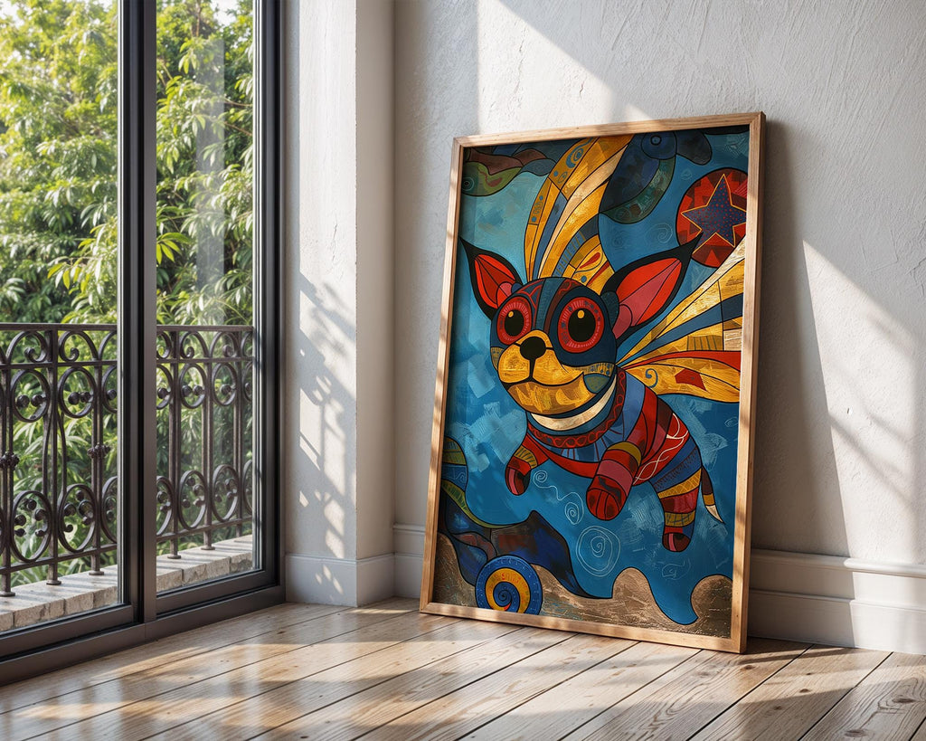 Abstract Chihuahua Print | Colourful Geometric Dog Art, Kids Room Decor wall art print, modern home decor, unframed artwork by Nomad & Nest