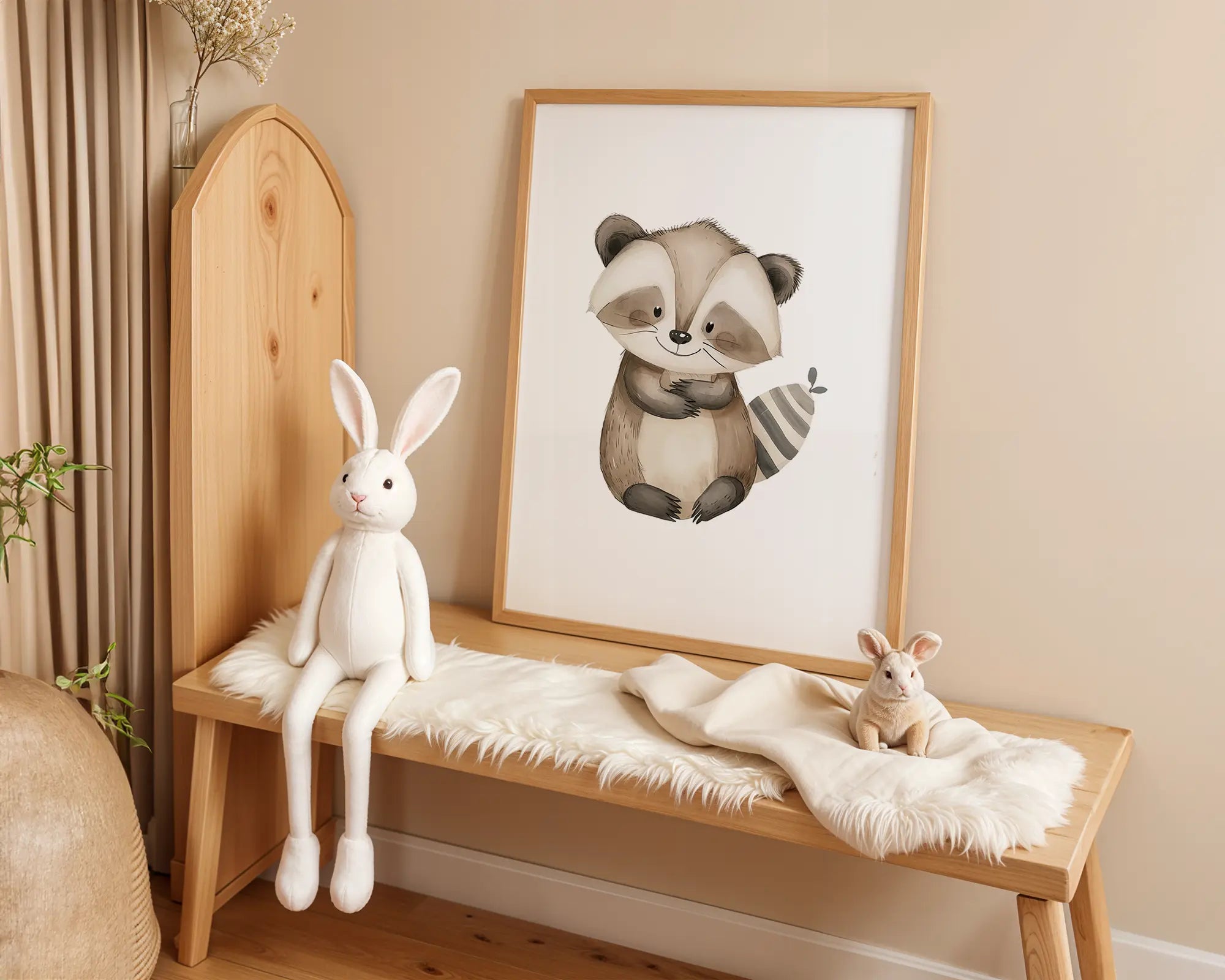 Playroom Ideas | Raccoon Nursery Wall Art | Woodland Animal Baby Illustration wall art print, modern home decor, unframed artwork by Nomad & Nest