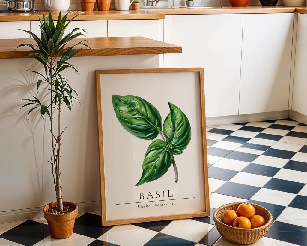 Basil Herb Print • Botanical Kitchen Wall Art wall art print, modern home decor, unframed artwork by Nomad & Nest