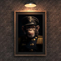 Vintage Chimpanzee Admiral Print – Military Monkey Portrait wall art print, modern home decor, unframed artwork by Nomad & Nest