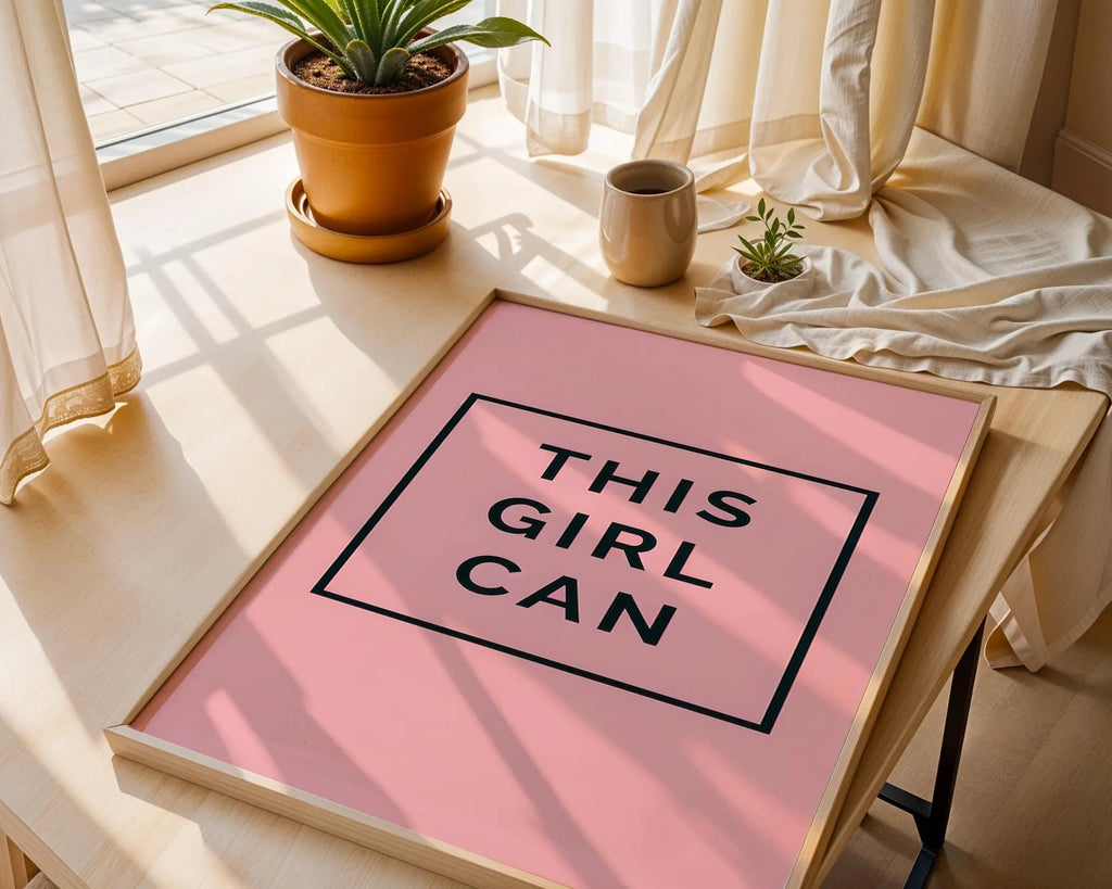 Positive Emotion | This Girl Can Wall Art | Minimal Typography | Soft Pink Empowerment Decor wall art print, modern home decor, unframed artwork by Nomad & Nest