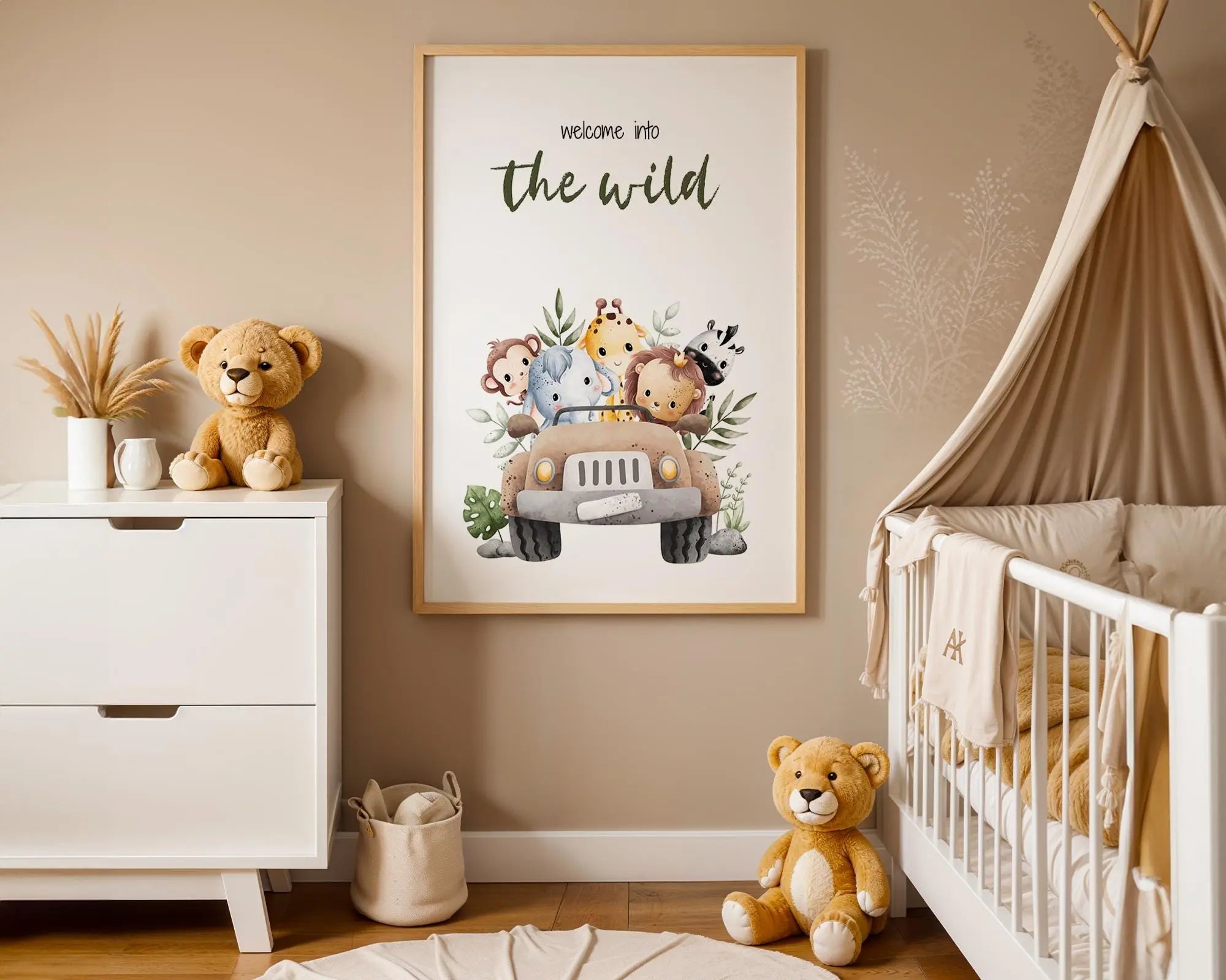 Playroom Ideas | Welcome Into The Wild Nursery Art | Safari Adventure Print wall art print, modern home decor, unframed artwork by Nomad & Nest