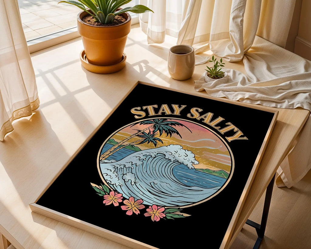 Stay Salty Wave Art Print | Coastal Beach House Decor wall art print, modern home decor, unframed artwork by Nomad & Nest