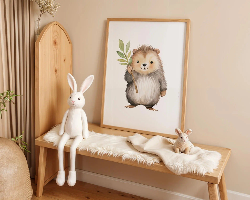 Playroom Ideas | Hedgehog Nursery Wall Art | Woodland Animal Baby Illustration wall art print, modern home decor, unframed artwork by Nomad & Nest