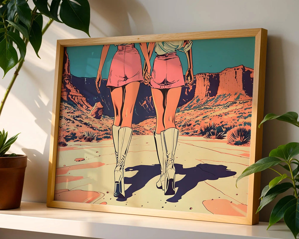 Modern Pop Art | Retro Cowgirl Desert  Print | Western wall art print, modern home decor, unframed artwork by Nomad & Nest